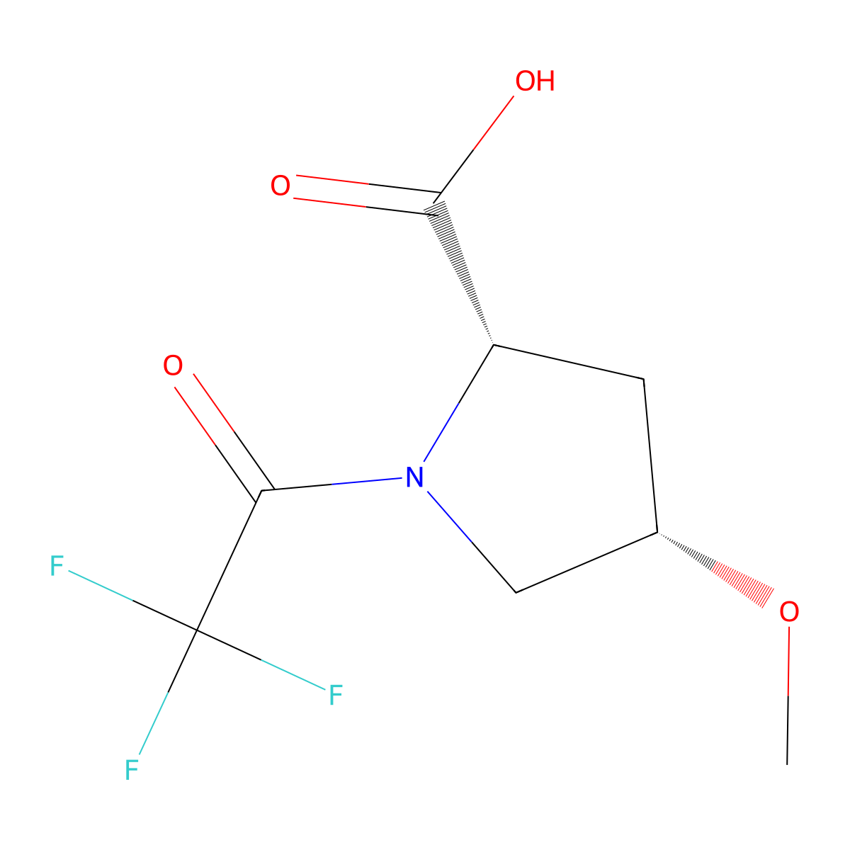 (2S,4S)-4-methoxy-1-(trifluoroacetyl)pyrrolidine-2-carboxylic acid molecular structure, CAS 2679937-23-4