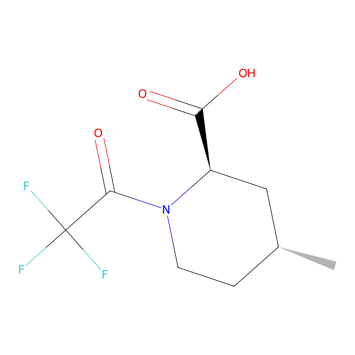 rac-(2R,4R)-4-methyl-1-(trifluoroacetyl)piperidine-2-carboxylic acid molecular structure, CAS 2679937-26-7