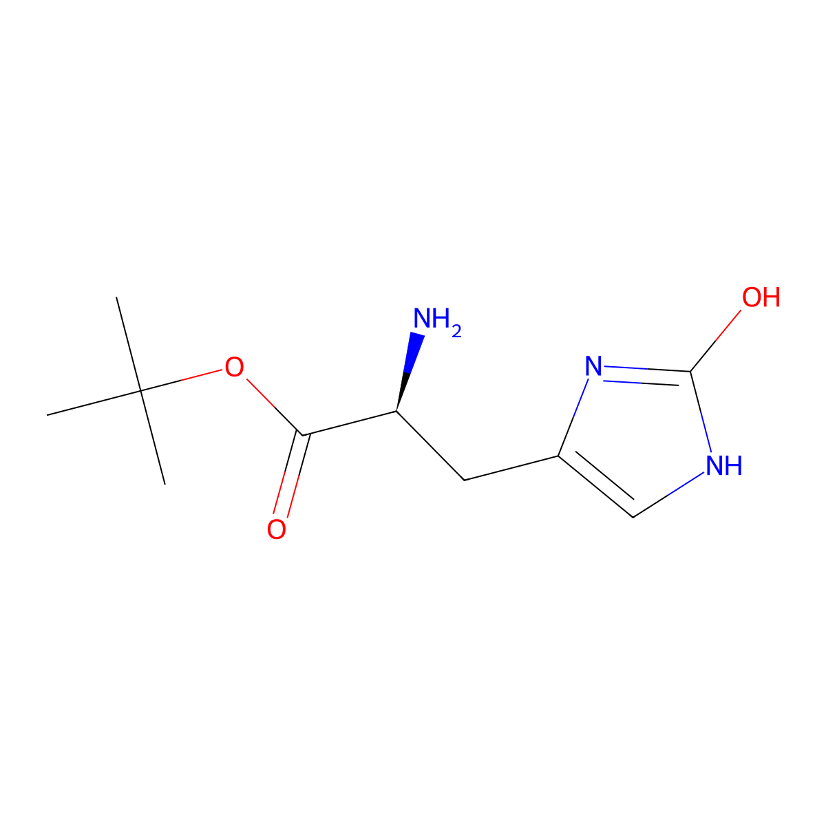 tert-butyl (2S)-2-amino-3-(2-hydroxy-1H-imidazol-4-yl)propanoate molecular structure, CAS 2679937-42-7