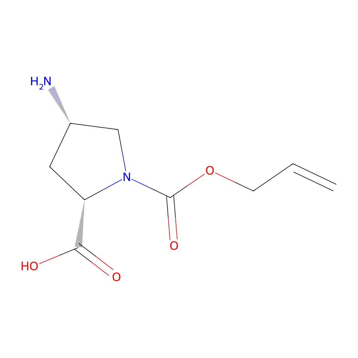 (2S,4S)-4-amino-1-[(prop-2-en-1-yloxy)carbonyl]pyrrolidine-2-carboxylic acid molecular structure, CAS 2679937-46-1