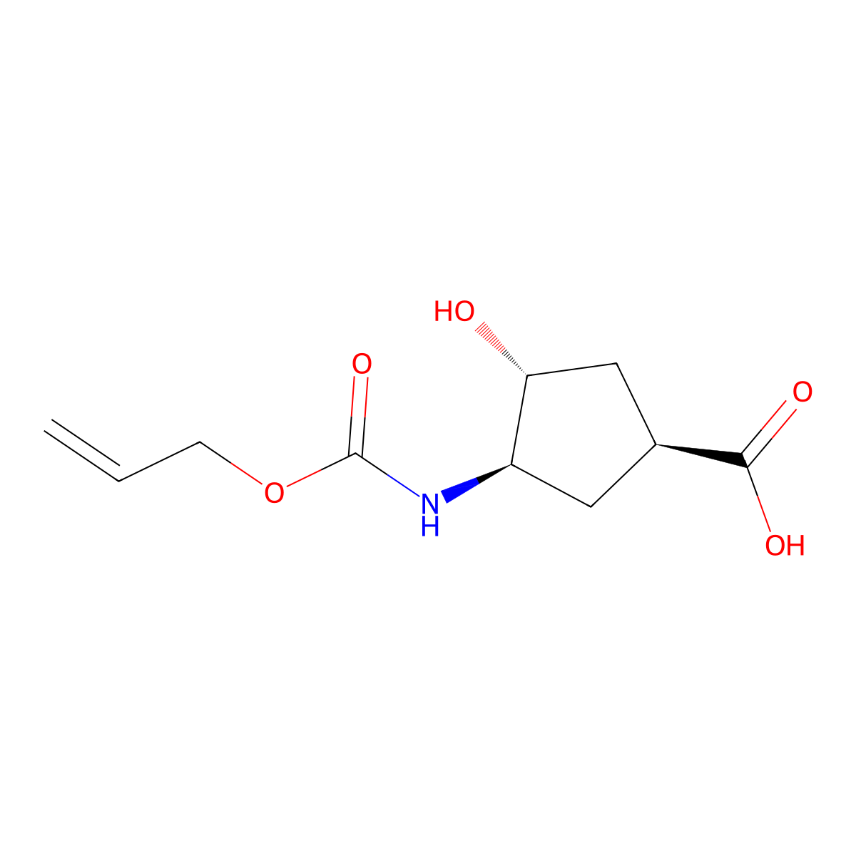 (1S,3R,4R)-3-hydroxy-4-{[(prop-2-en-1-yloxy)carbonyl]amino}cyclopentane-1-carboxylic acid molecular structure, CAS 2679937-50-7
