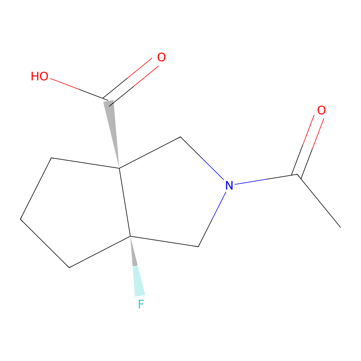 rac-(3aR,6aS)-2-acetyl-6a-fluoro-octahydrocyclopenta[c]pyrrole-3a-carboxylic acid molecular structure, CAS 2679937-55-2