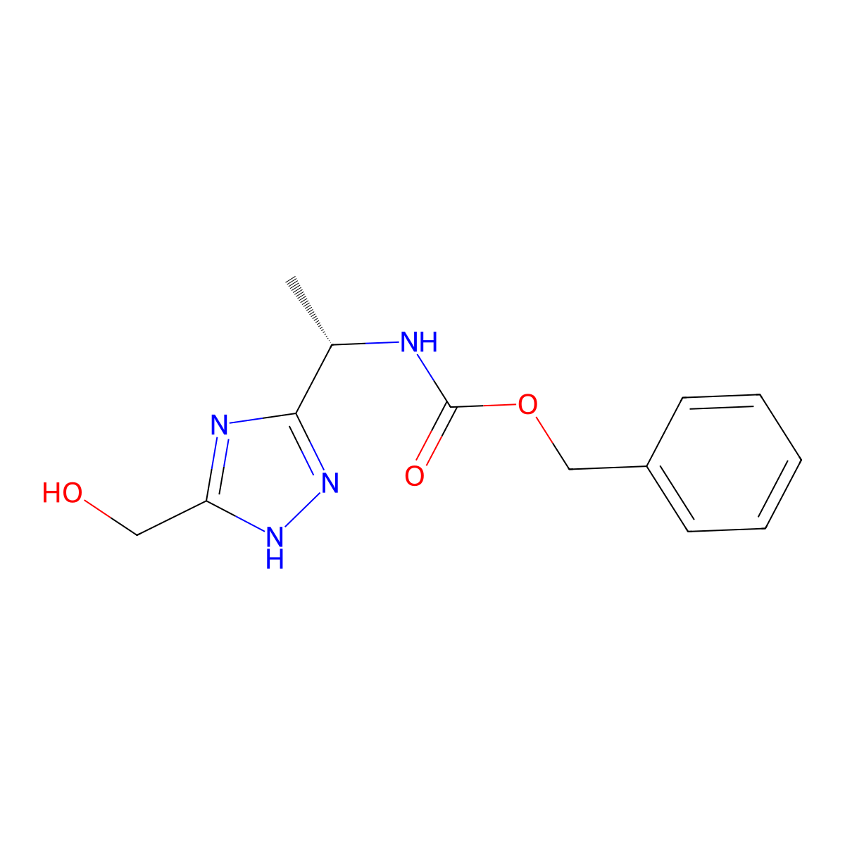 benzyl N-[(1S)-1-[5-(hydroxymethyl)-1H-1,2,4-triazol-3-yl]ethyl]carbamate molecular structure, CAS 2679937-57-4