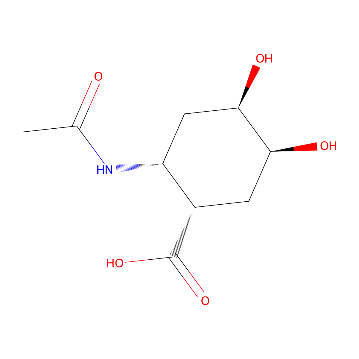 rac-(1R,2S,4S,5R)-2-acetamido-4,5-dihydroxycyclohexane-1-carboxylic acid molecular structure, CAS 2679937-58-5