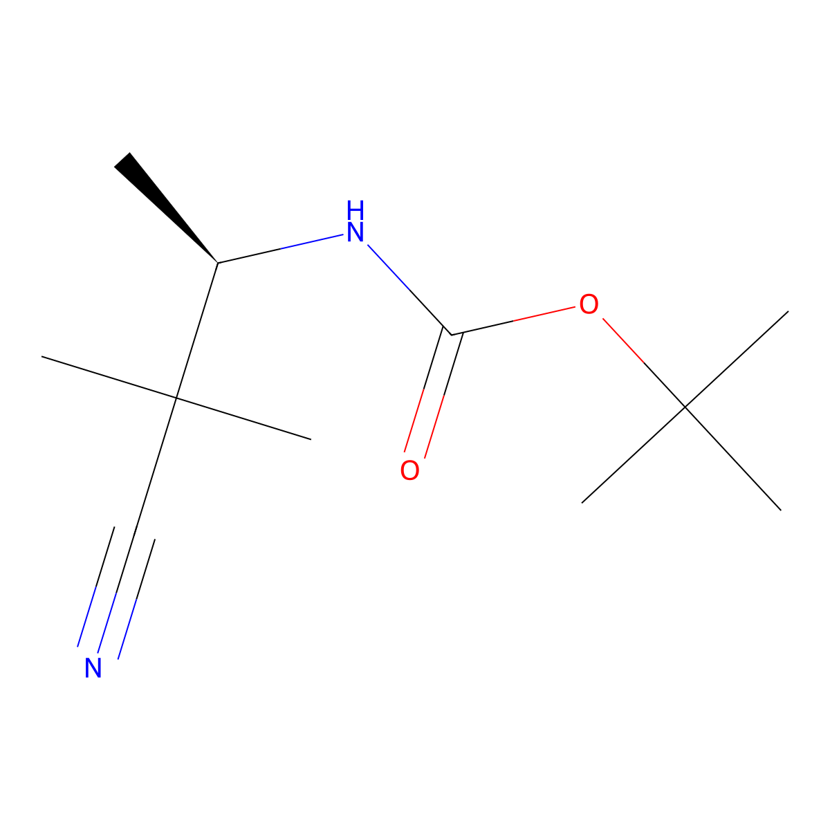 tert-butyl N-[(2R)-1-cyano-1,1-dimethylpropan-2-yl]carbamate molecular structure, CAS 2679937-60-9