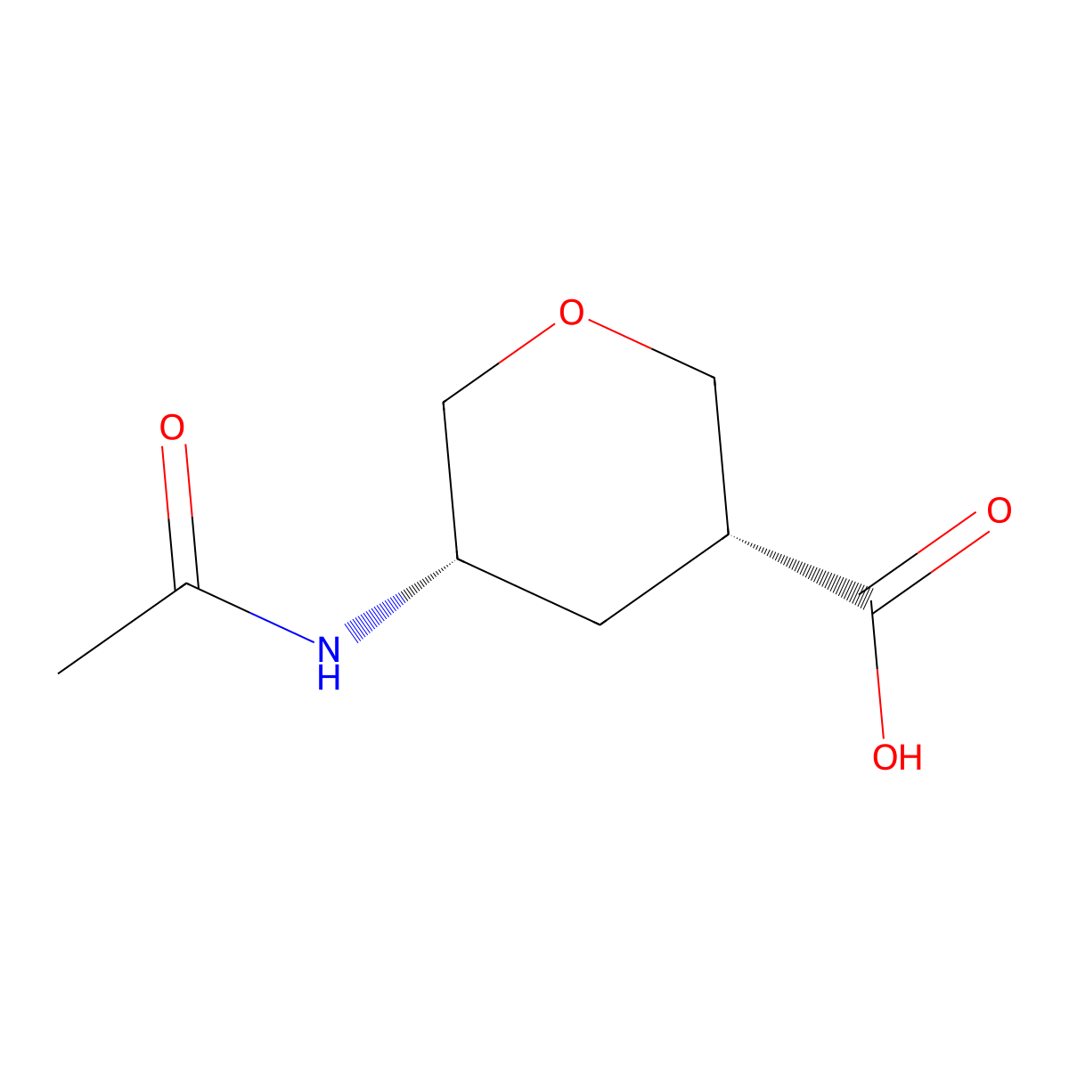 rac-(3R,5S)-5-acetamidooxane-3-carboxylic acid molecular structure, CAS 2679937-70-1