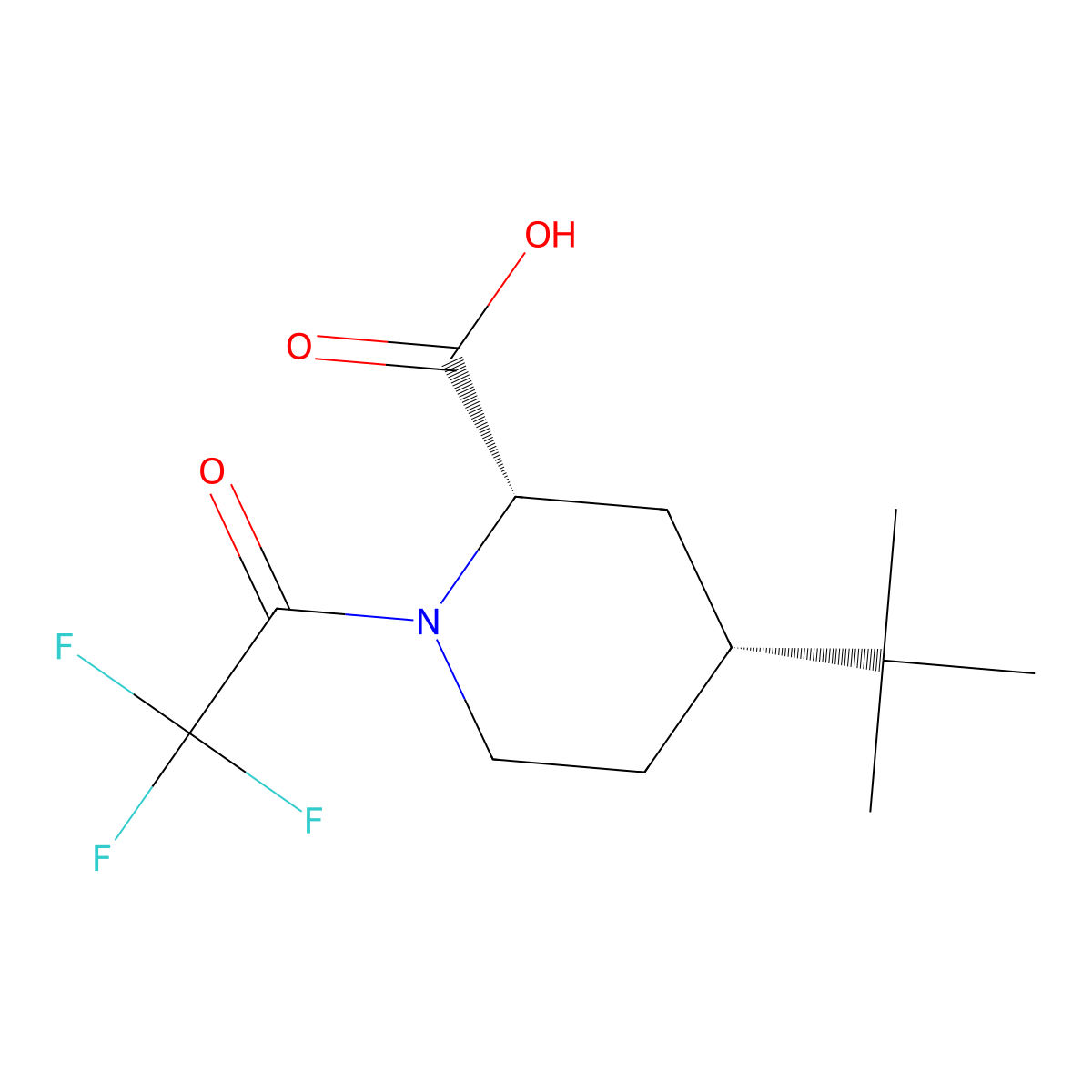 rac-(2R,4S)-4-tert-butyl-1-(2,2,2-trifluoroacetyl)piperidine-2-carboxylic acid molecular structure, CAS 2679937-76-7