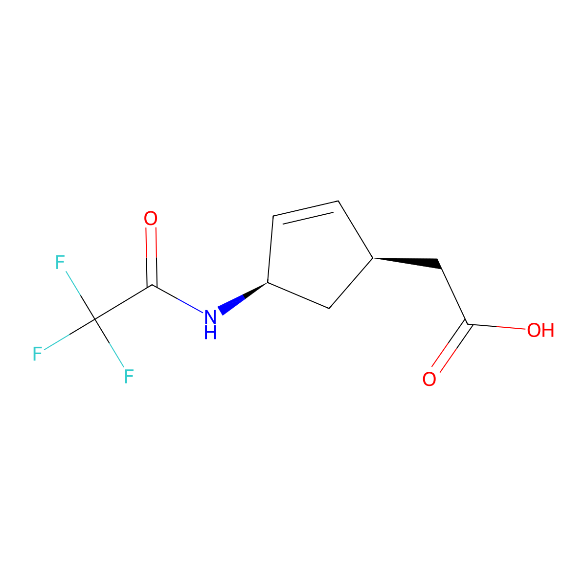 2-[(1R,4R)-4-(2,2,2-trifluoroacetamido)cyclopent-2-en-1-yl]acetic acid molecular structure, CAS 2679937-81-4