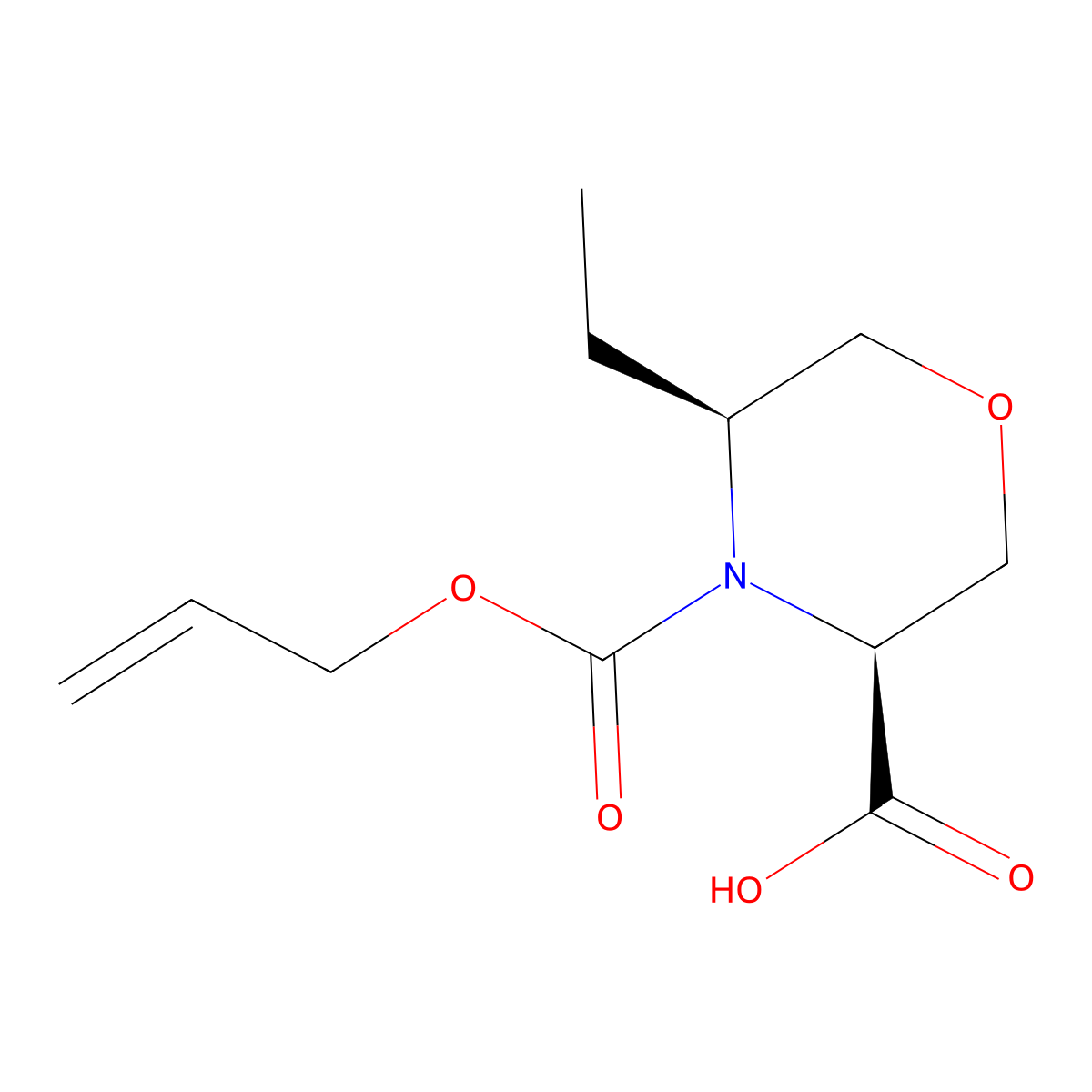 (3S,5S)-5-ethyl-4-[(prop-2-en-1-yloxy)carbonyl]morpholine-3-carboxylic acid molecular structure, CAS 2679937-85-8
