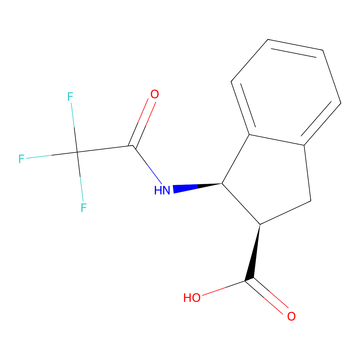rac-(1R,2R)-1-(2,2,2-trifluoroacetamido)-2,3-dihydro-1H-indene-2-carboxylic acid molecular structure, CAS 2679937-87-0