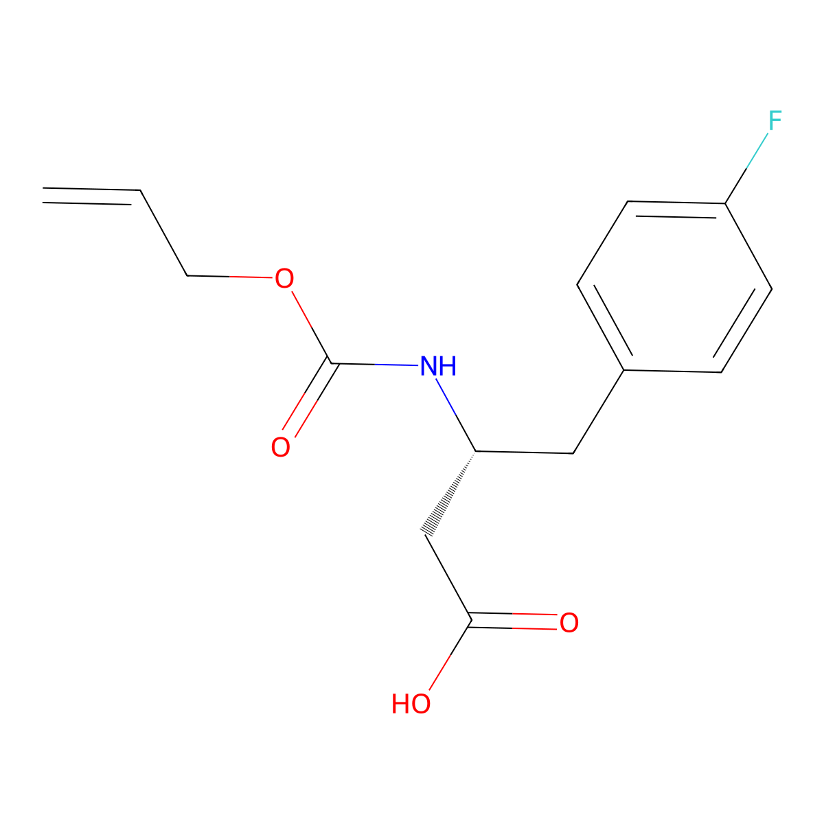 (3R)-4-(4-fluorophenyl)-3-{[(prop-2-en-1-yloxy)carbonyl]amino}butanoic acid molecular structure, CAS 2679937-88-1