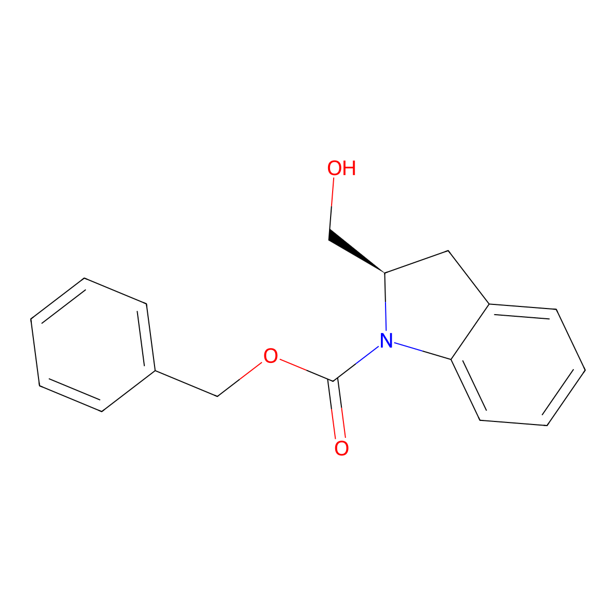 benzyl (2R)-2-(hydroxymethyl)-2,3-dihydro-1H-indole-1-carboxylate molecular structure, CAS 2679937-89-2