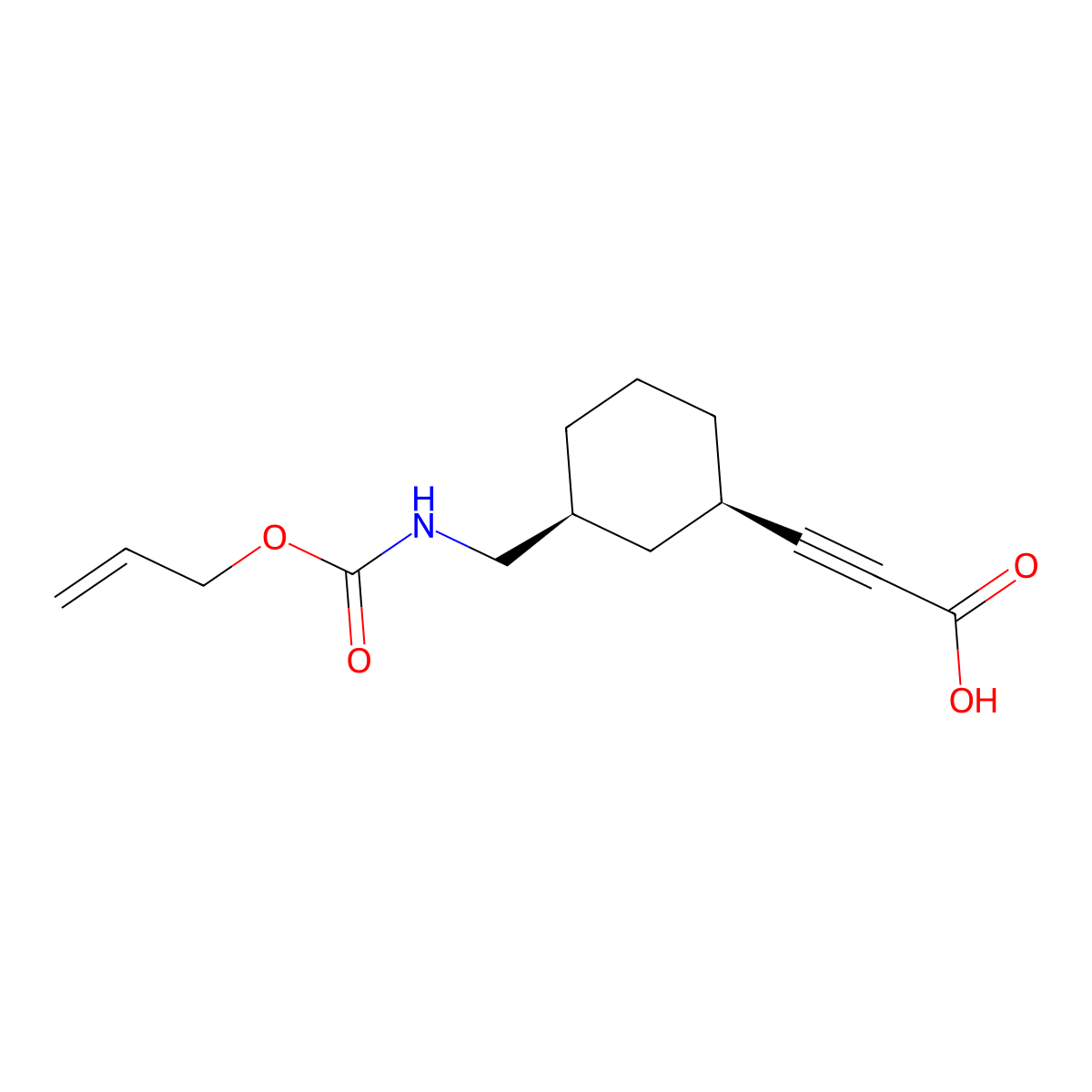 rac-3-[(1R,3S)-3-({[(prop-2-en-1-yloxy)carbonyl]amino}methyl)cyclohexyl]prop-2-ynoic acid molecular structure, CAS 2679937-94-9