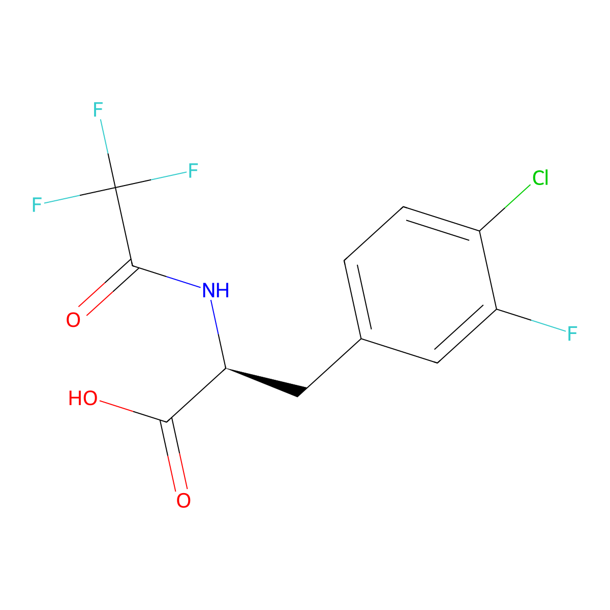 (2S)-3-(4-chloro-3-fluorophenyl)-2-(2,2,2-trifluoroacetamido)propanoic acid molecular structure, CAS 2679937-95-0