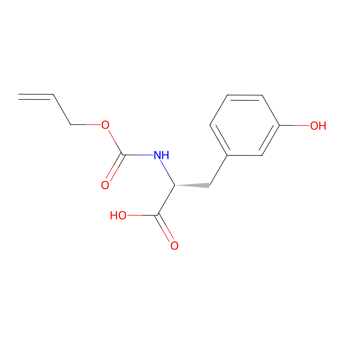 (2R)-3-(3-hydroxyphenyl)-2-{[(prop-2-en-1-yloxy)carbonyl]amino}propanoic acid molecular structure, CAS 2679937-96-1