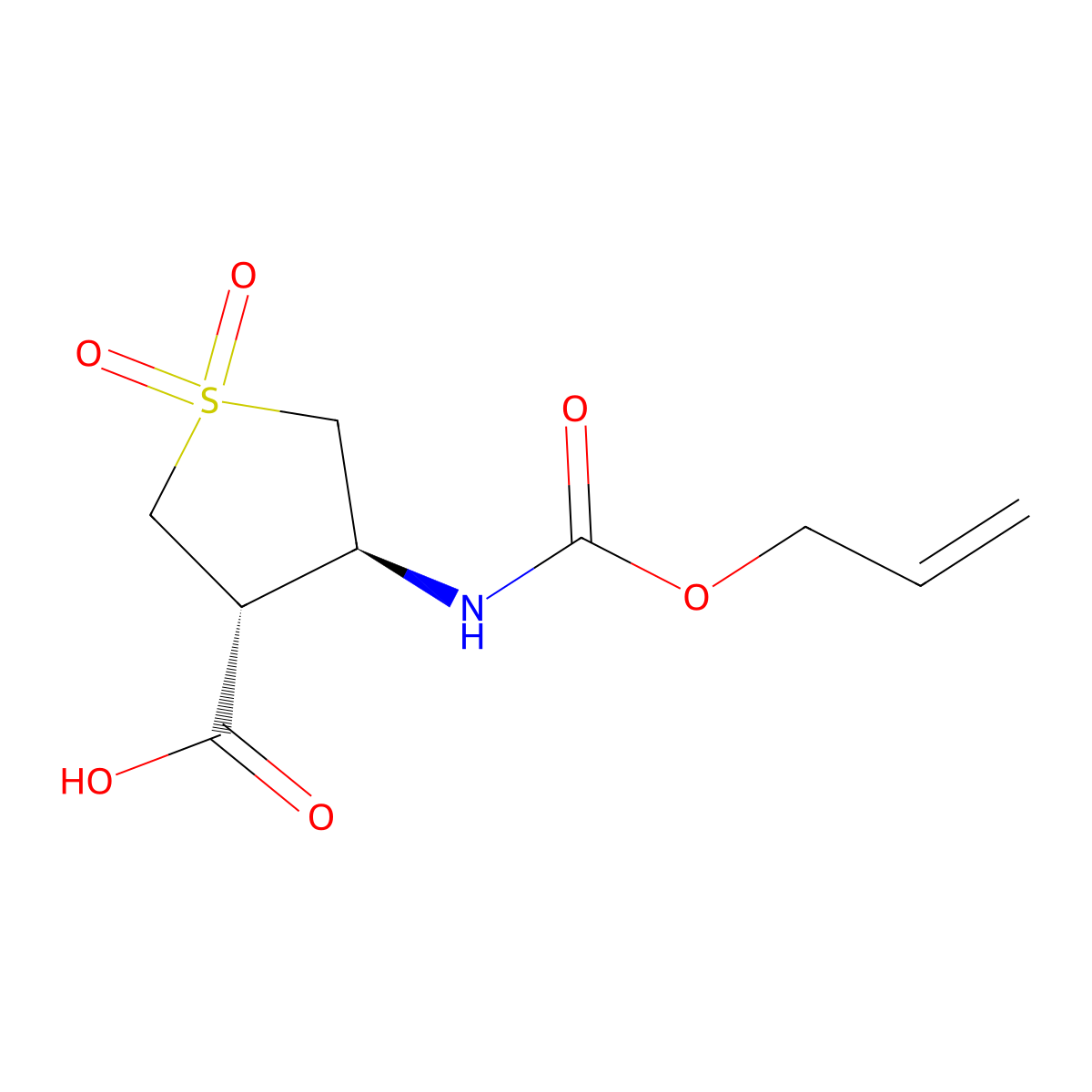 rac-(3R,4S)-1,1-dioxo-4-{[(prop-2-en-1-yloxy)carbonyl]amino}-1lambda6-thiolane-3-carboxylic acid molecular structure, CAS 2679937-99-4