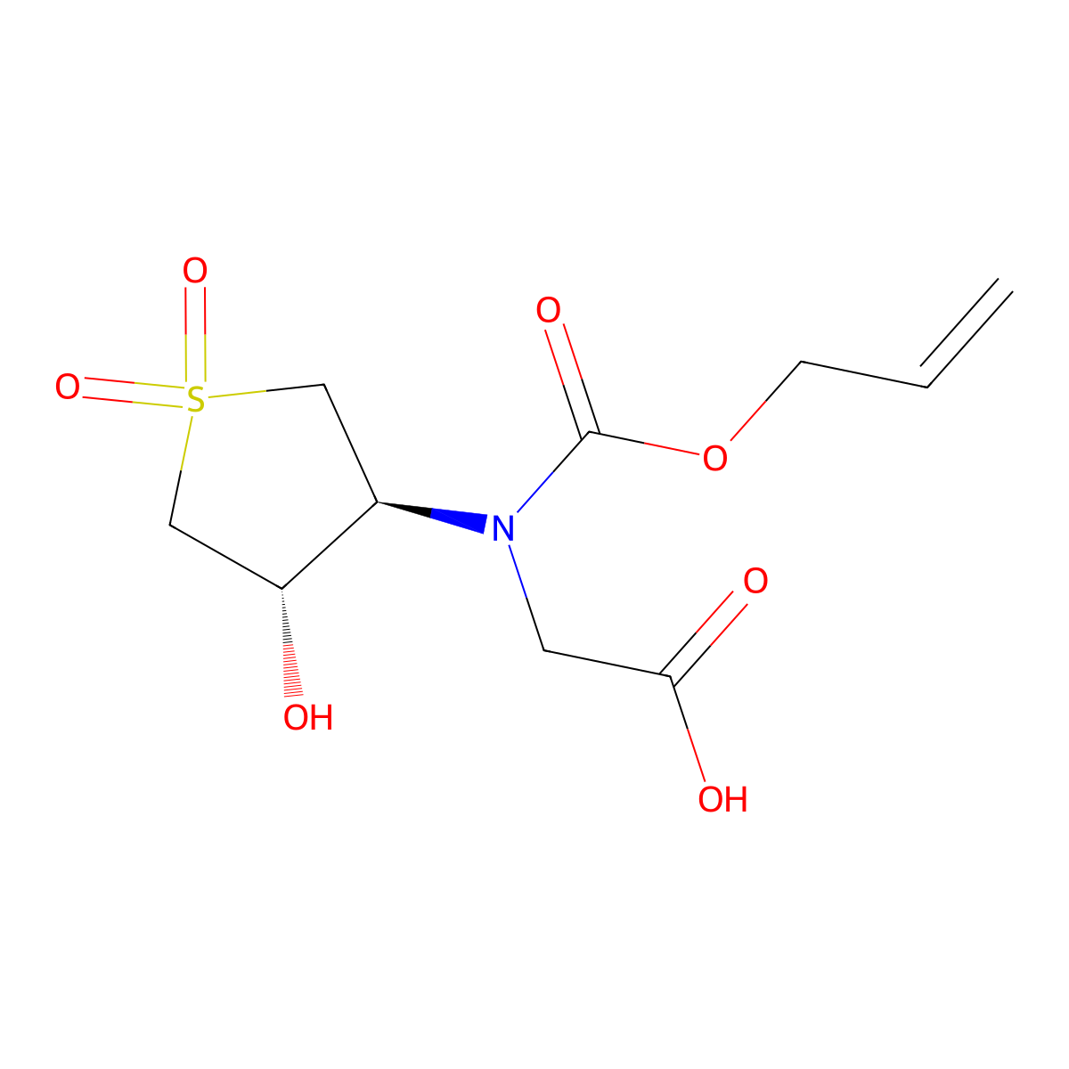 rac-2-{[(3R,4R)-4-hydroxy-1,1-dioxo-1lambda6-thiolan-3-yl][(prop-2-en-1-yloxy)carbonyl]amino}acetic acid molecular structure, CAS 2679938-02-2
