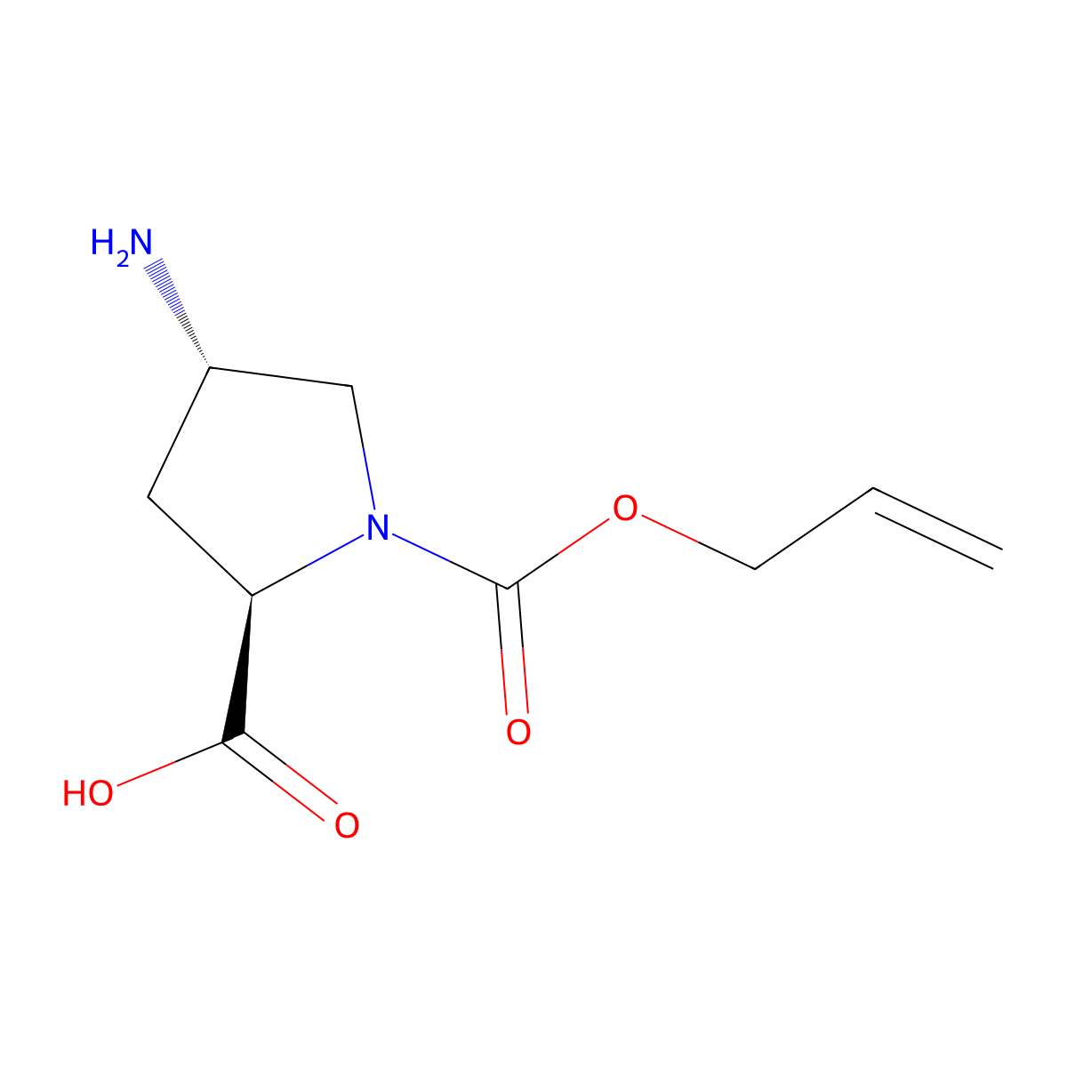 (2R,4S)-4-amino-1-[(prop-2-en-1-yloxy)carbonyl]pyrrolidine-2-carboxylic acid molecular structure, CAS 2679938-05-5
