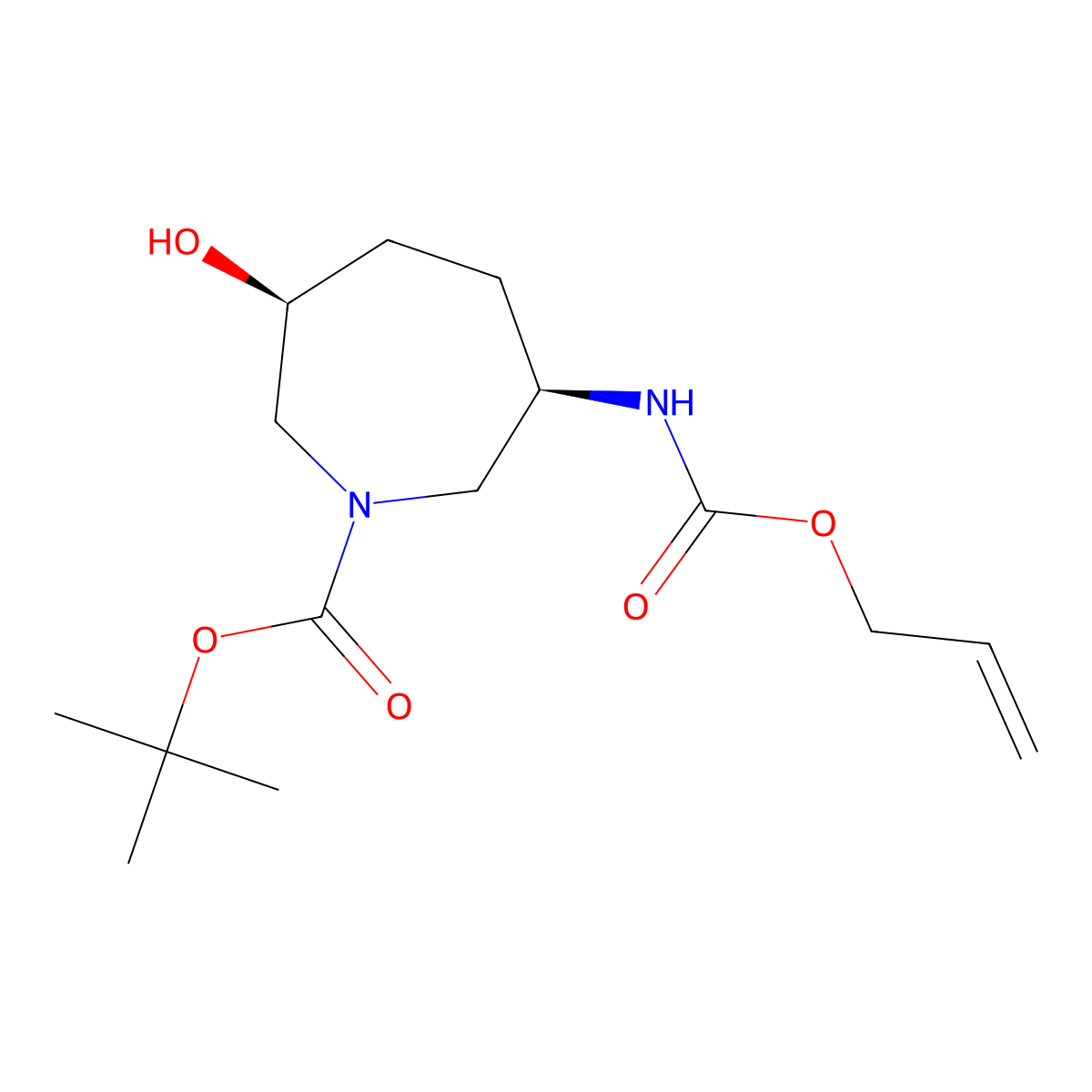 rac-tert-butyl (3R,6S)-3-hydroxy-6-{[(prop-2-en-1-yloxy)carbonyl]amino}azepane-1-carboxylate molecular structure, CAS 2679938-07-7