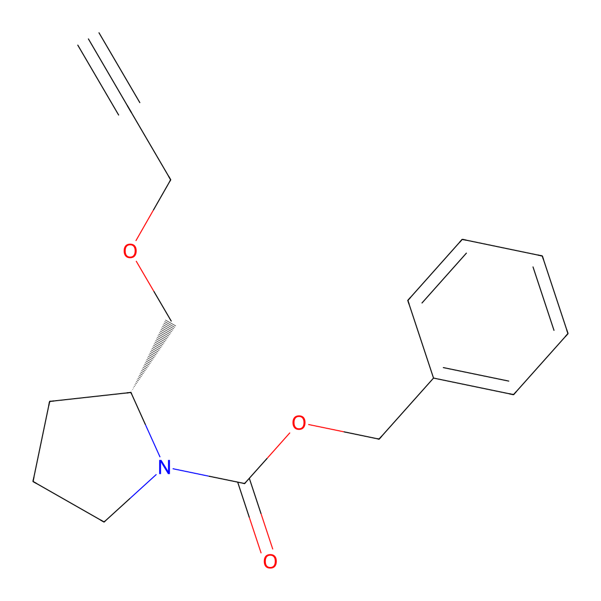 benzyl (2R)-2-[(prop-2-yn-1-yloxy)methyl]pyrrolidine-1-carboxylate molecular structure, CAS 2679938-08-8