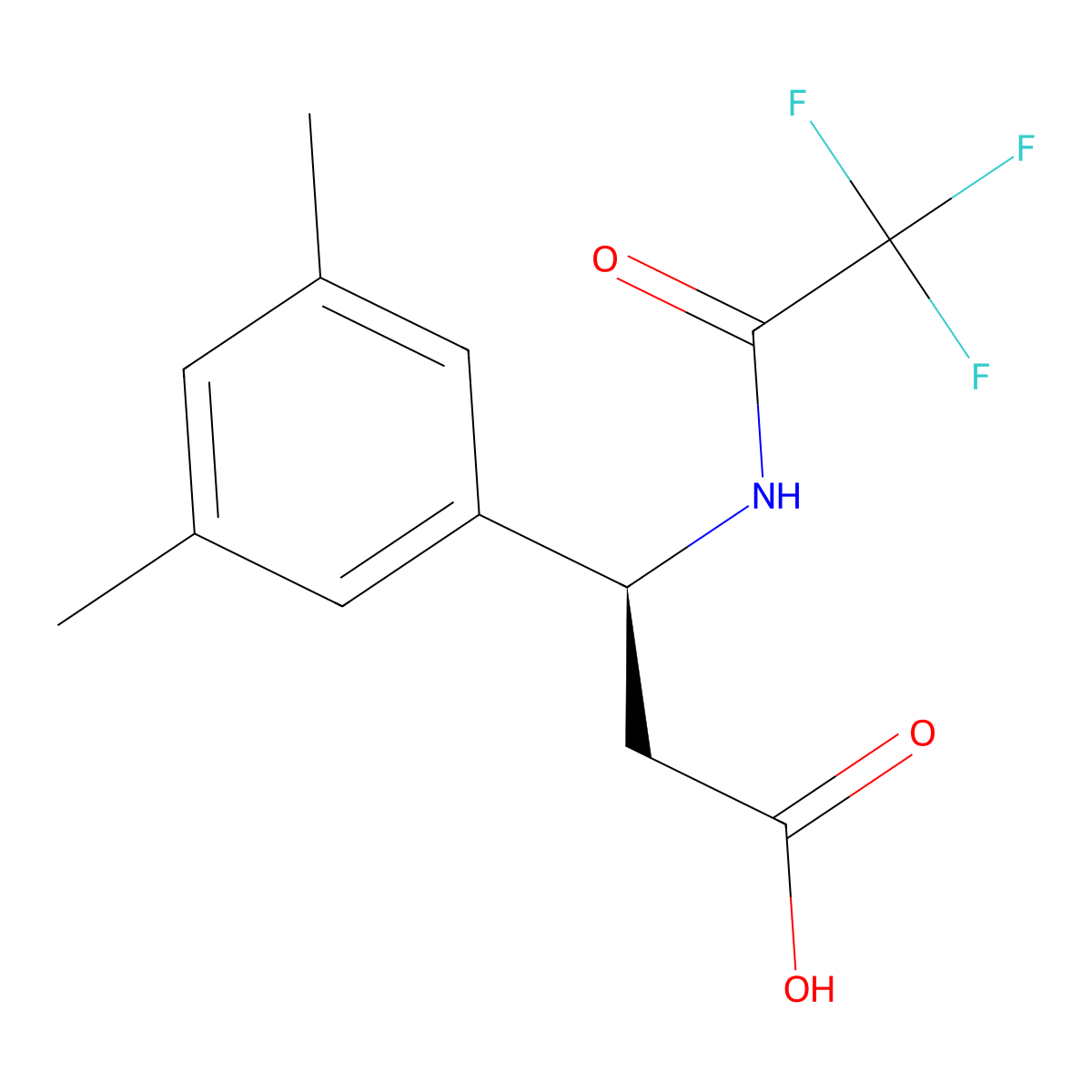 (3S)-3-(3,5-dimethylphenyl)-3-(2,2,2-trifluoroacetamido)propanoic acid molecular structure, CAS 2679938-09-9