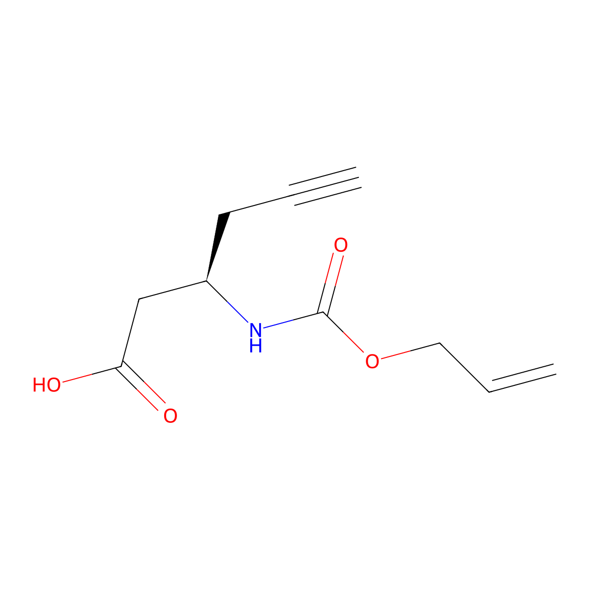 (3R)-3-{[(prop-2-en-1-yloxy)carbonyl]amino}hex-5-ynoic acid molecular structure, CAS 2679938-19-1