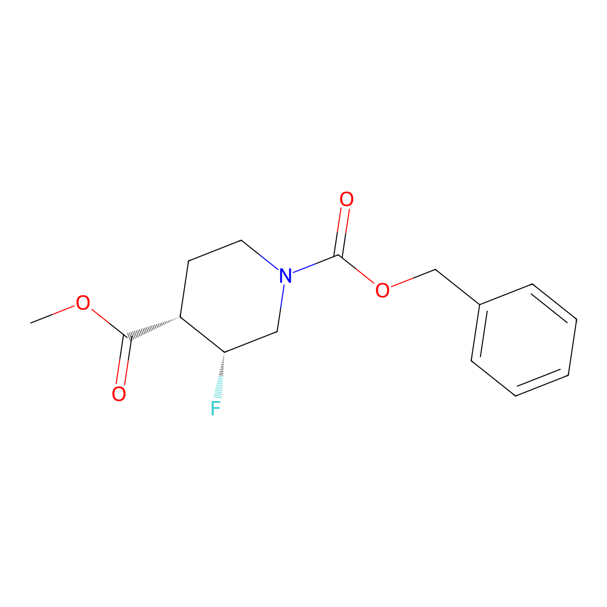 rac-1-benzyl 4-methyl (3R,4S)-3-fluoropiperidine-1,4-dicarboxylate molecular structure, CAS 2679938-21-5