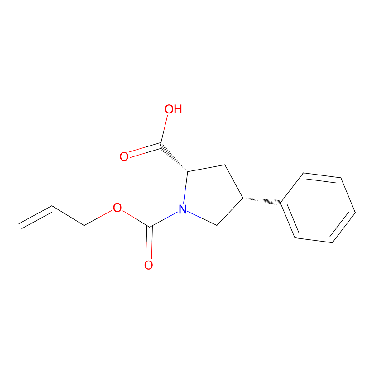 rac-(2R,4S)-4-phenyl-1-[(prop-2-en-1-yloxy)carbonyl]pyrrolidine-2-carboxylic acid molecular structure, CAS 2679938-29-3