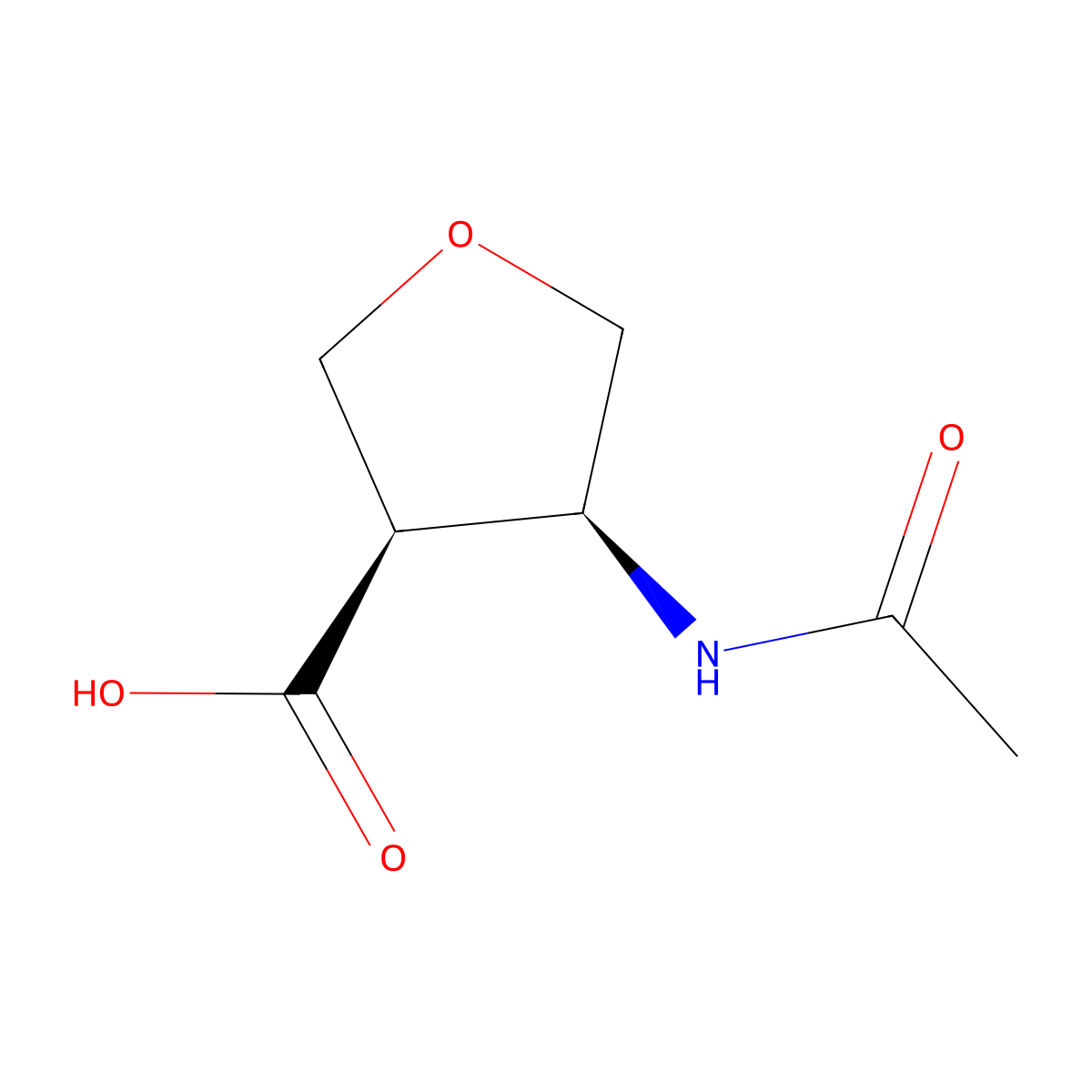 rac-(3R,4S)-4-acetamidooxolane-3-carboxylic acid molecular structure, CAS 2679938-30-6