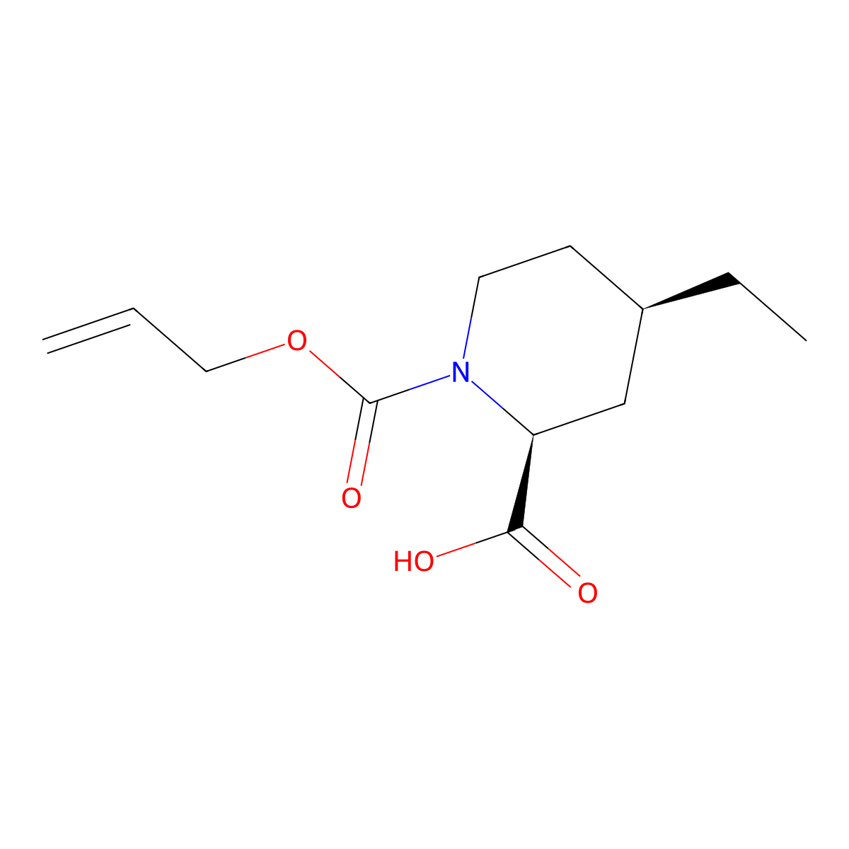 rac-(2R,4S)-4-ethyl-1-[(prop-2-en-1-yloxy)carbonyl]piperidine-2-carboxylic acid molecular structure, CAS 2679938-36-2