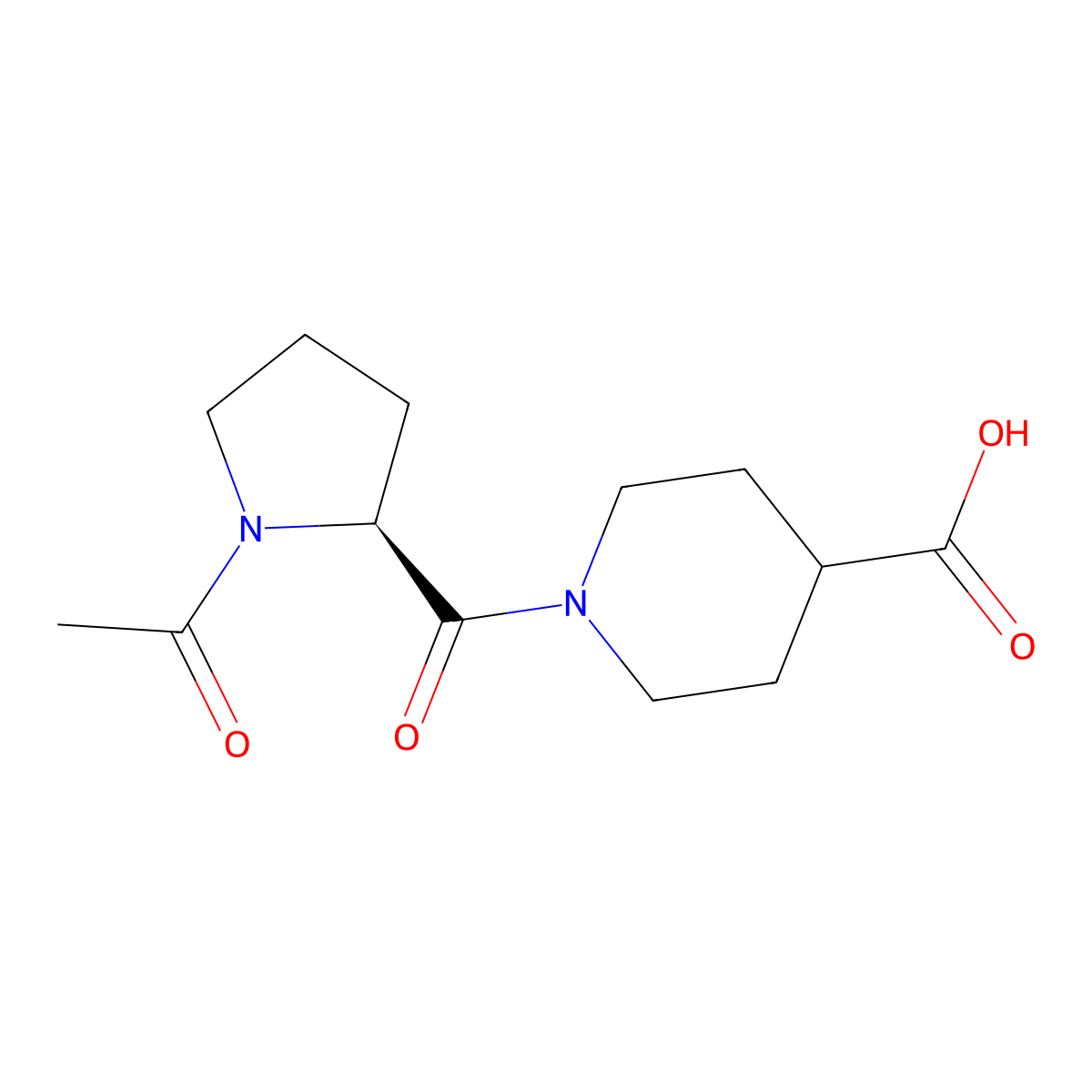 1-[(2S)-1-acetylpyrrolidine-2-carbonyl]piperidine-4-carboxylic acid molecular structure, CAS 2679938-49-7