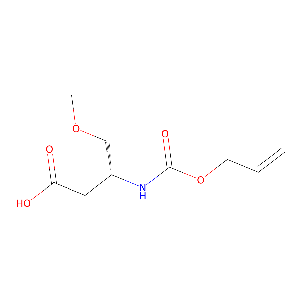 (3R)-4-methoxy-3-{[(prop-2-en-1-yloxy)carbonyl]amino}butanoic acid molecular structure, CAS 2679938-55-5