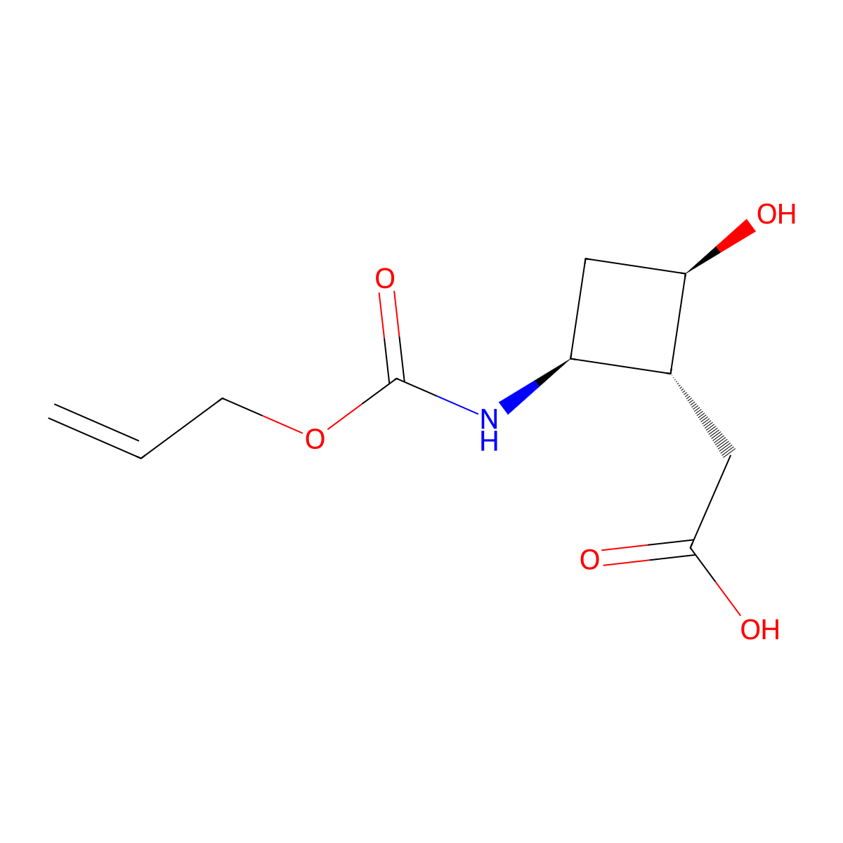 rac-2-[(1R,2R,4S)-2-hydroxy-4-{[(prop-2-en-1-yloxy)carbonyl]amino}cyclobutyl]acetic acid molecular structure, CAS 2679938-56-6