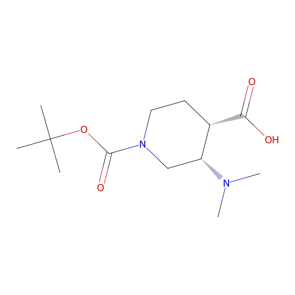 rac-(3R,4R)-1-[(tert-butoxy)carbonyl]-3-(dimethylamino)piperidine-4-carboxylic acid molecular structure, CAS 2679938-58-8
