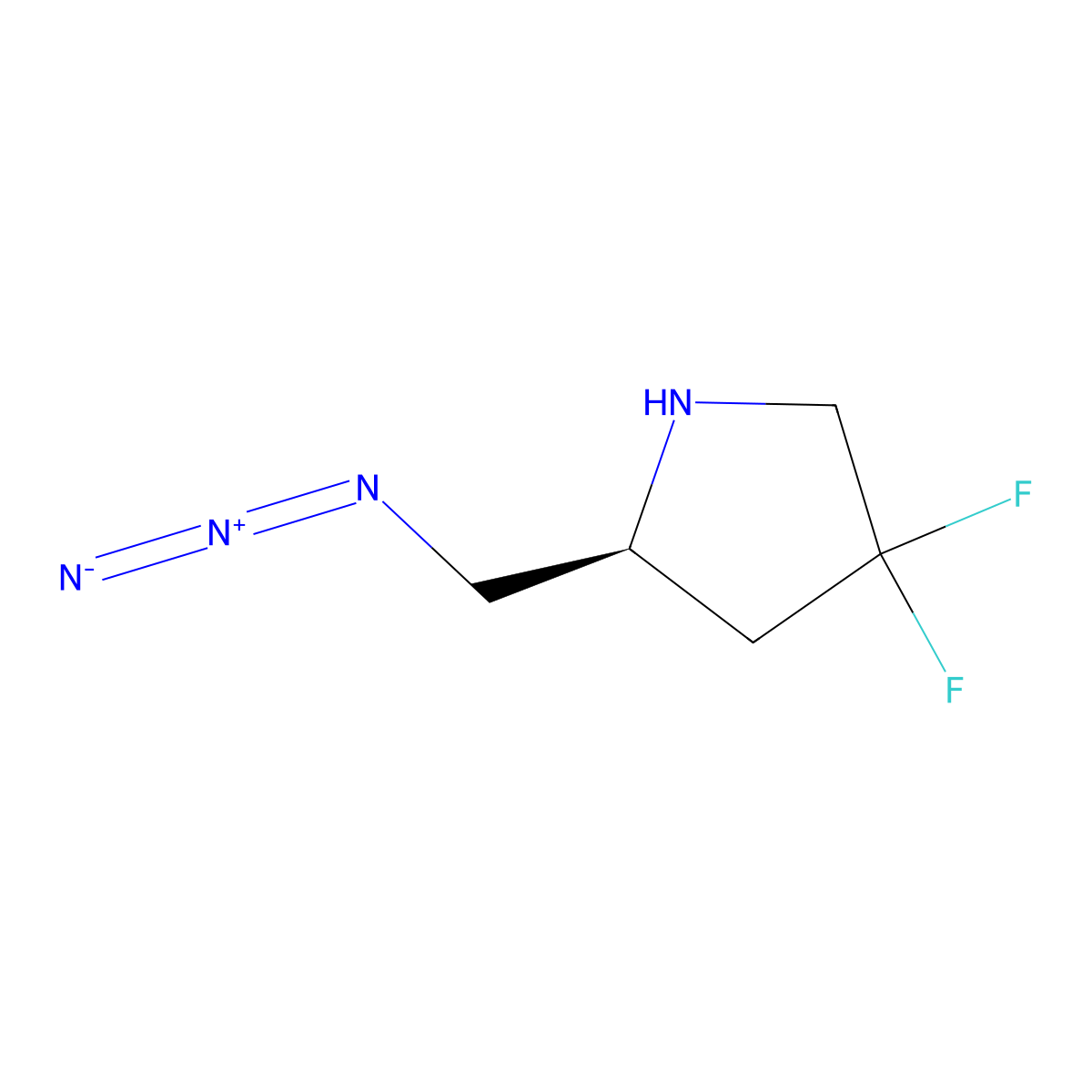 (2S)-2-(azidomethyl)-4,4-difluoropyrrolidine molecular structure, CAS 2679938-61-3