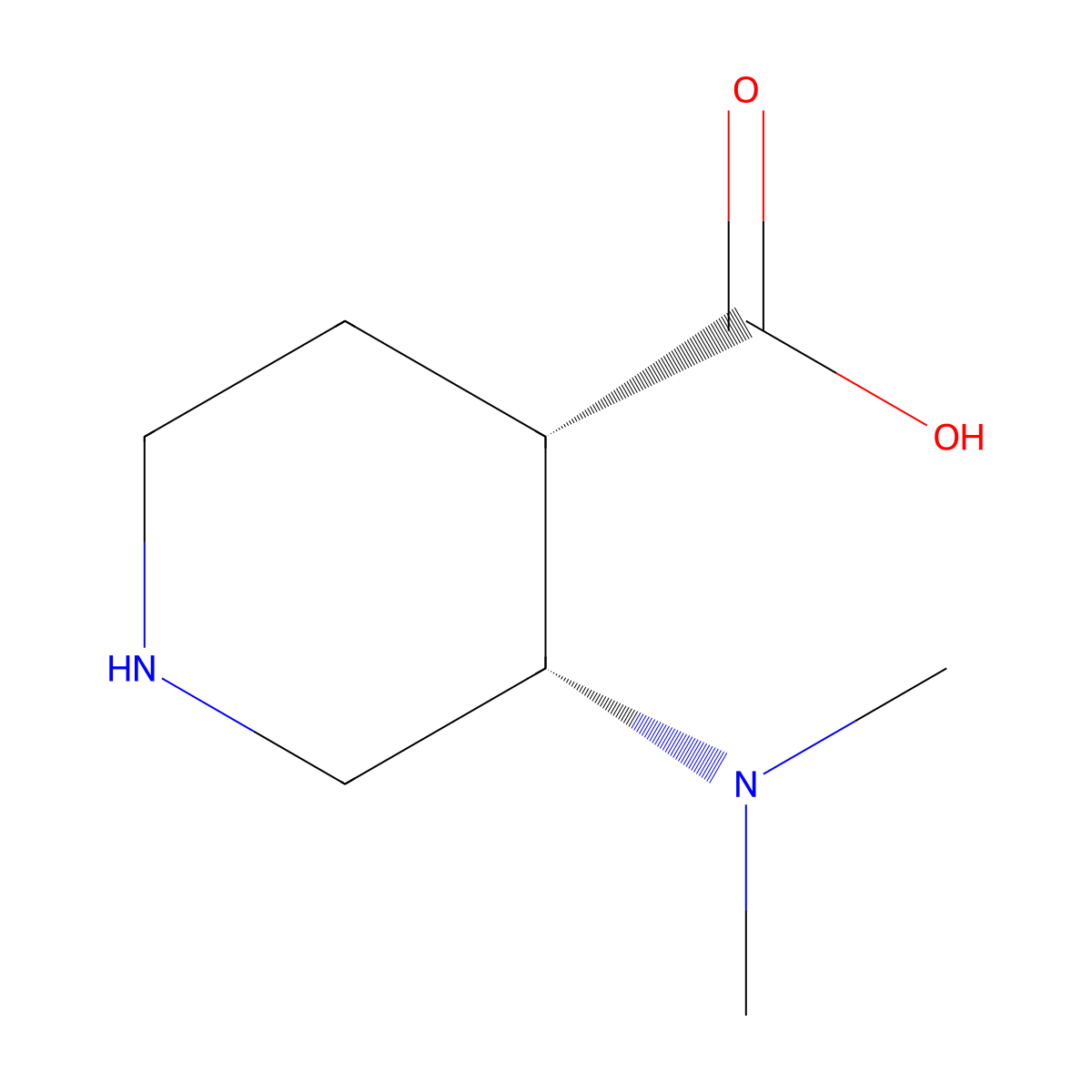 rac-(3R,4R)-3-(dimethylamino)piperidine-4-carboxylic acid molecular structure, CAS 2679938-62-4