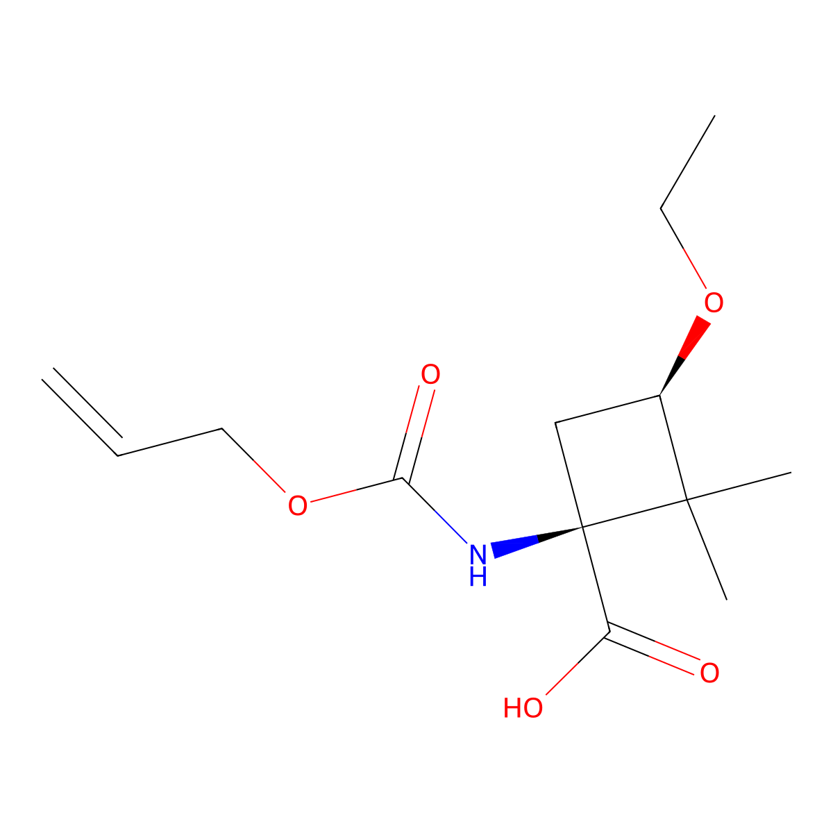 rac-(1R,3S)-3-ethoxy-2,2-dimethyl-1-{[(prop-2-en-1-yloxy)carbonyl]amino}cyclobutane-1-carboxylic acid molecular structure, CAS 2679938-67-9