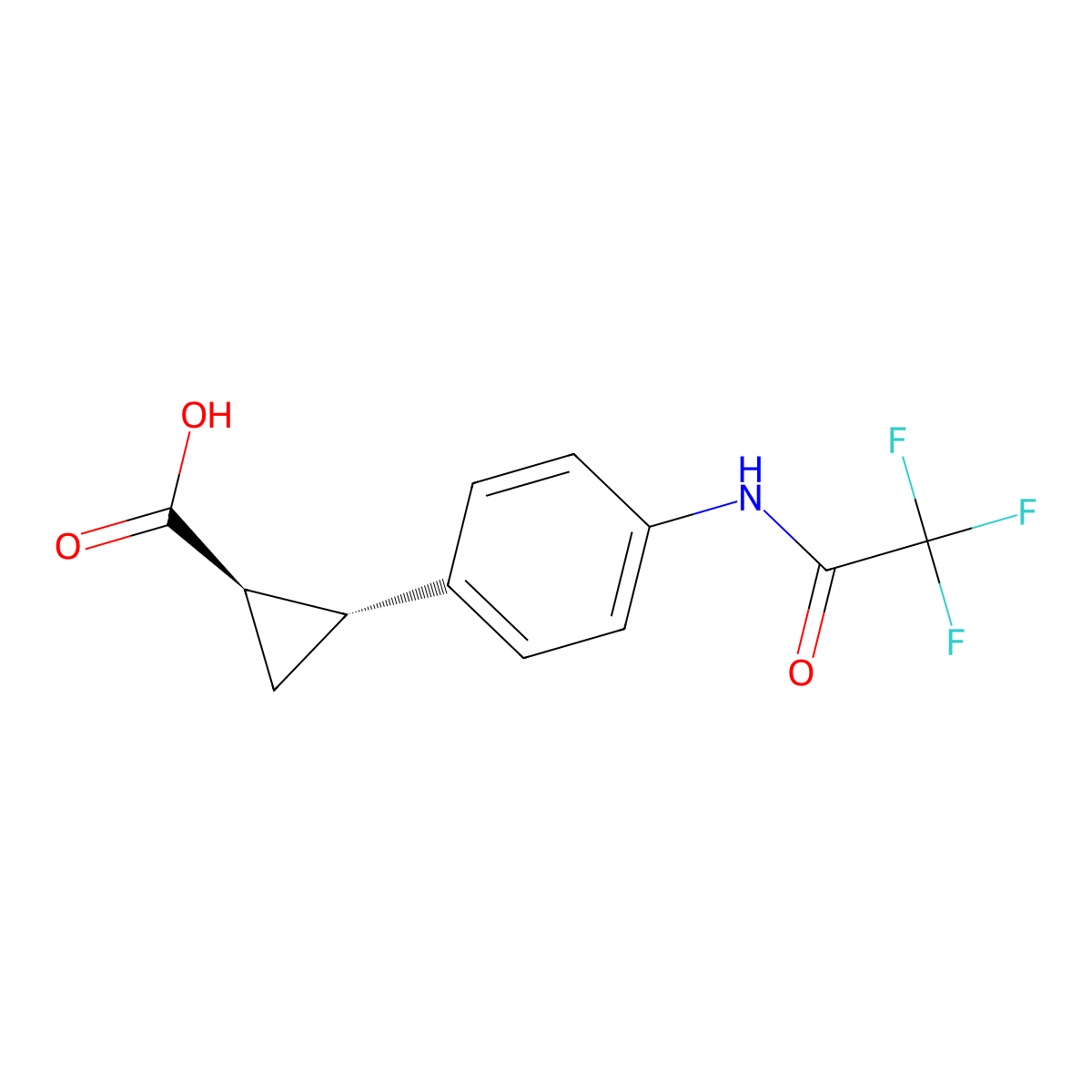 rac-(1R,2R)-2-[4-(2,2,2-trifluoroacetamido)phenyl]cyclopropane-1-carboxylic acid molecular structure, CAS 2679938-72-6