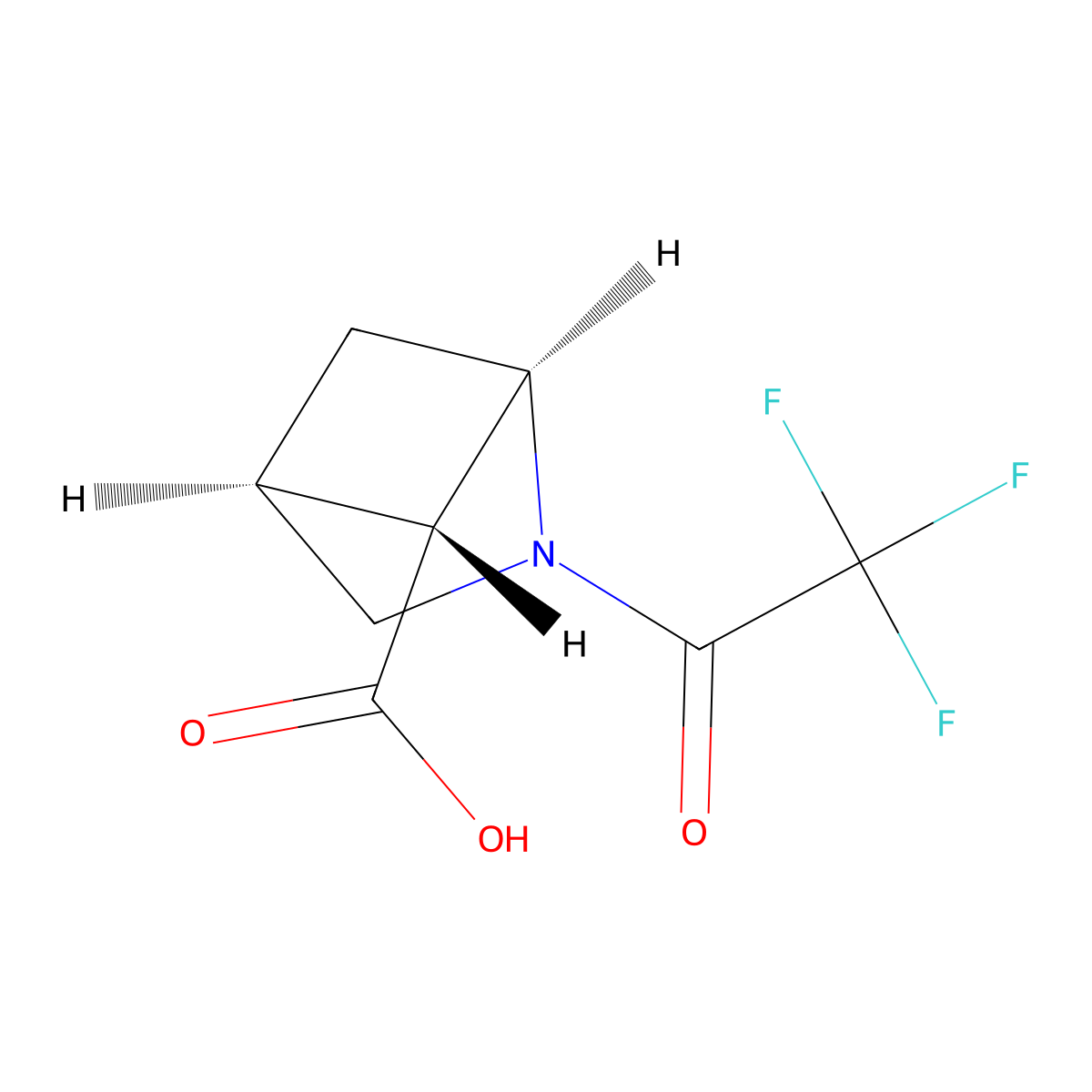 rac-(1R,4S,5R)-2-(2,2,2-trifluoroacetyl)-2-azabicyclo[2.1.1]hexane-5-carboxylic acid molecular structure, CAS 2679938-87-3