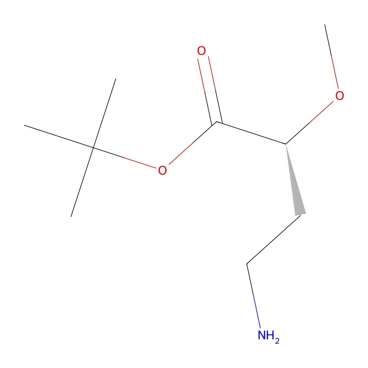 tert-butyl (2R)-4-amino-2-methoxybutanoate molecular structure, CAS 2679938-90-8