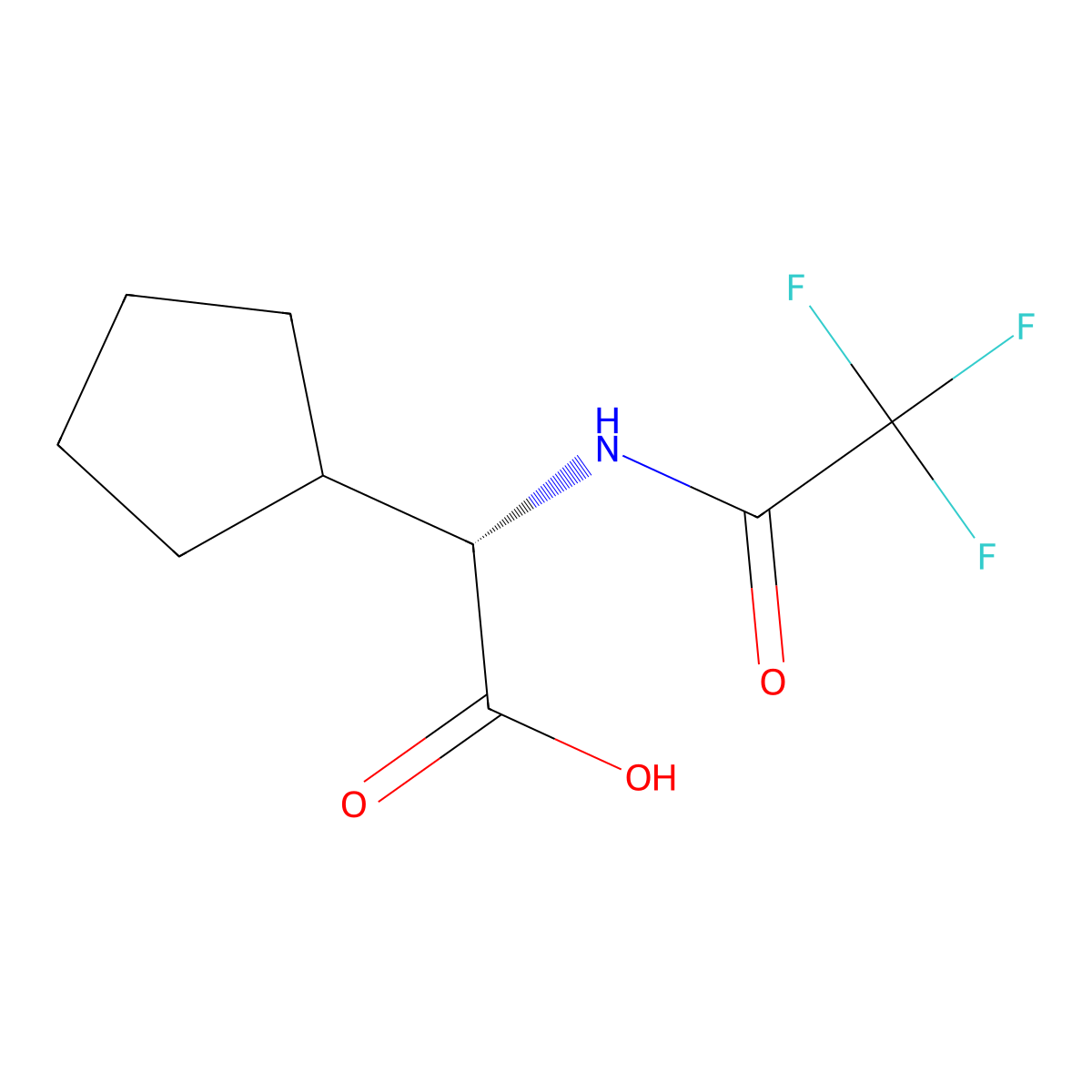 (2S)-2-cyclopentyl-2-(2,2,2-trifluoroacetamido)acetic acid molecular structure, CAS 2679938-94-2
