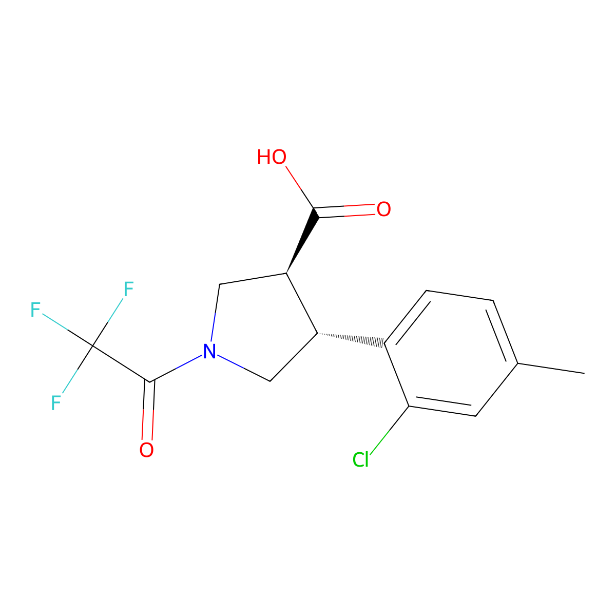 rac-(3R,4S)-4-(2-chloro-4-methylphenyl)-1-(2,2,2-trifluoroacetyl)pyrrolidine-3-carboxylic acid molecular structure, CAS 2679939-00-3