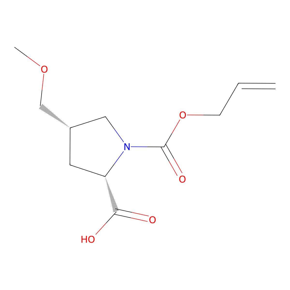 (2S,4S)-4-(methoxymethyl)-1-[(prop-2-en-1-yloxy)carbonyl]pyrrolidine-2-carboxylic acid molecular structure, CAS 2679939-02-5