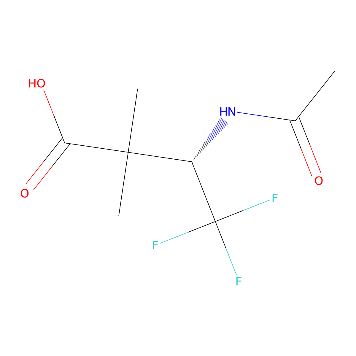 (3S)-3-acetamido-4,4,4-trifluoro-2,2-dimethylbutanoic acid molecular structure, CAS 2679939-05-8