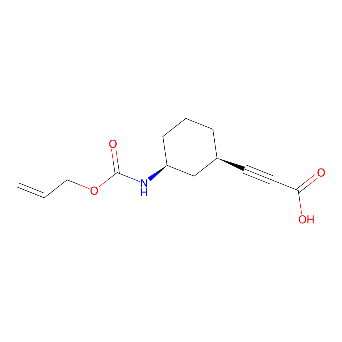 rac-3-[(1R,3S)-3-{[(prop-2-en-1-yloxy)carbonyl]amino}cyclohexyl]prop-2-ynoic acid molecular structure, CAS 2679939-09-2