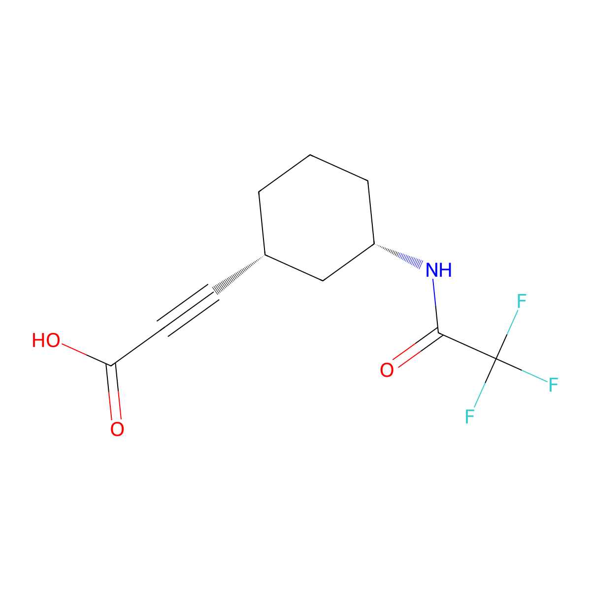 rac-3-[(1R,3S)-3-(2,2,2-trifluoroacetamido)cyclohexyl]prop-2-ynoic acid molecular structure, CAS 2679939-12-7