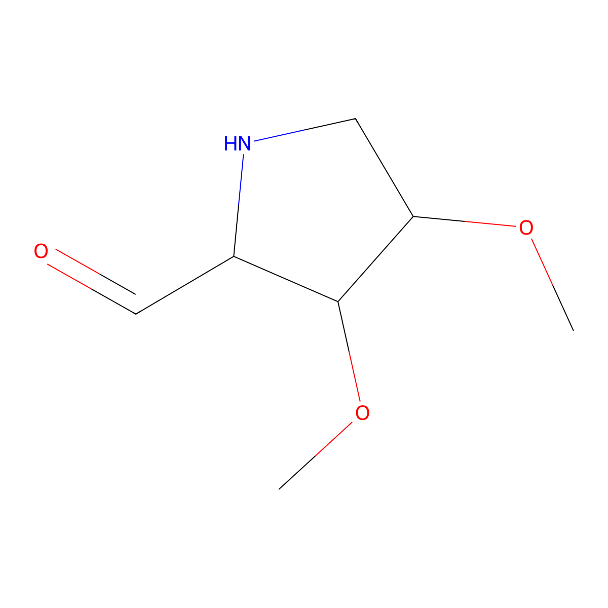 rac-(2R,3S,4R)-3,4-dimethoxypyrrolidine-2-carbaldehyde molecular structure, CAS 2679939-15-0