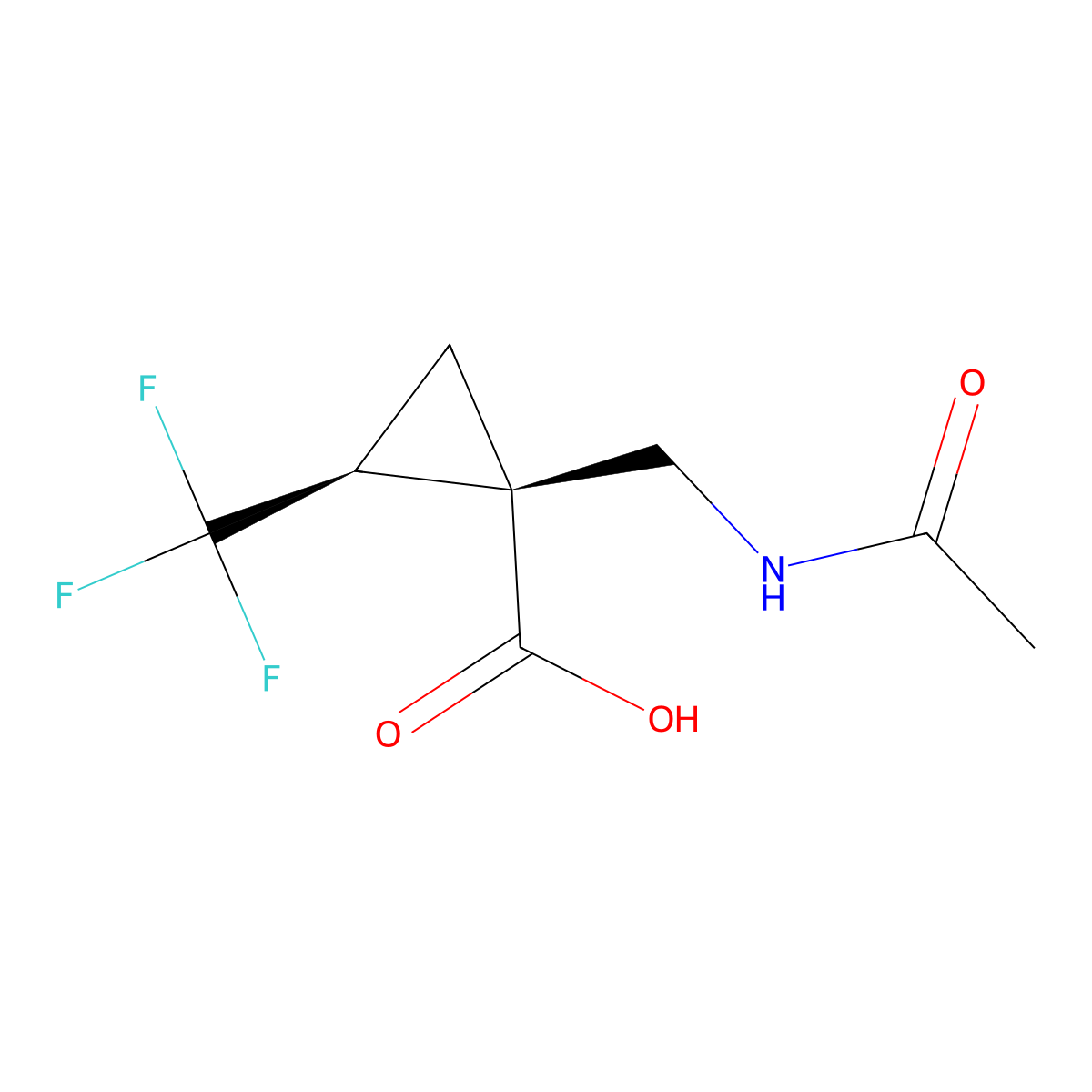 rac-(1R,2R)-1-(acetamidomethyl)-2-(trifluoromethyl)cyclopropane-1-carboxylic acid molecular structure, CAS 2679939-16-1
