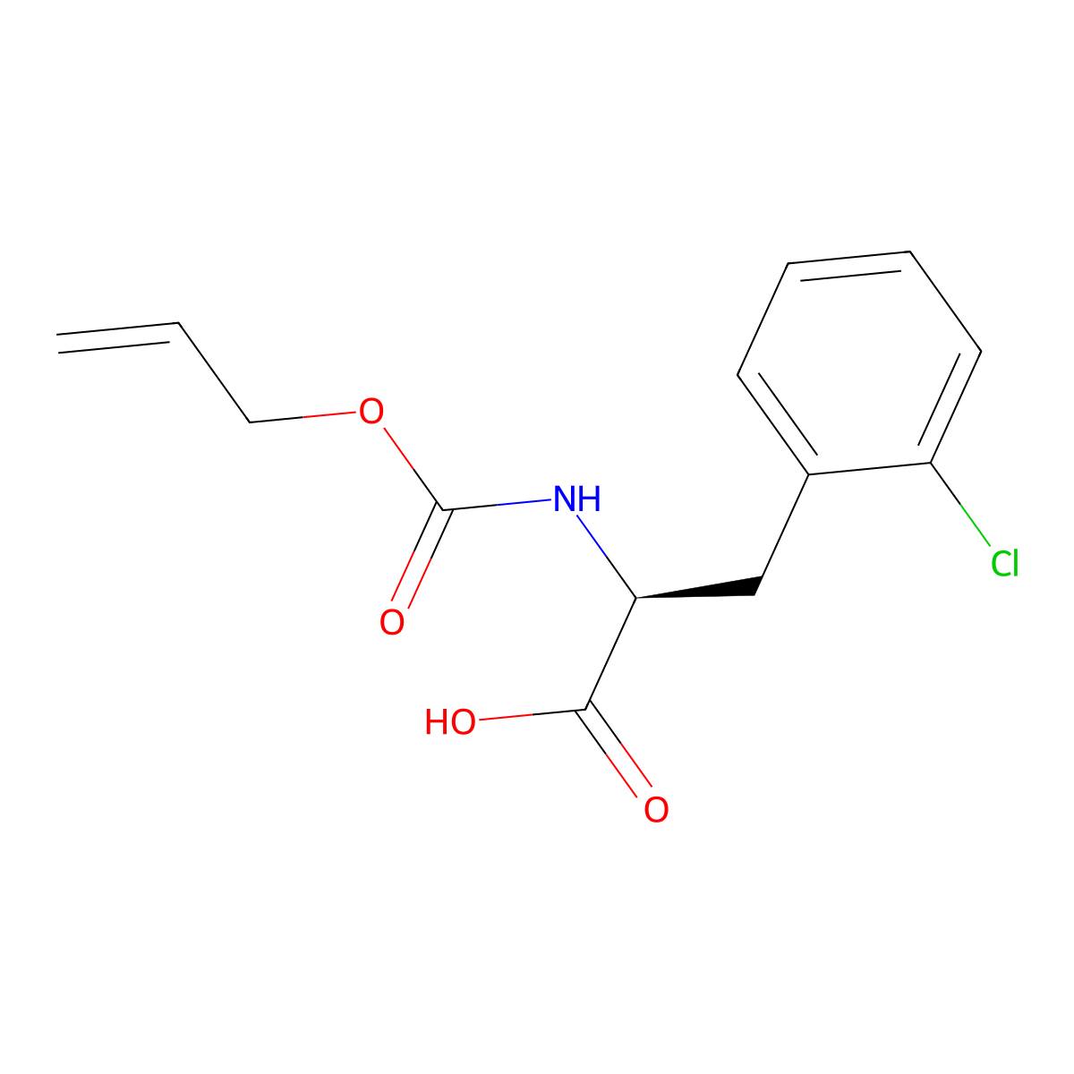 (2S)-3-(2-chlorophenyl)-2-{[(prop-2-en-1-yloxy)carbonyl]amino}propanoic acid molecular structure, CAS 2679939-20-7