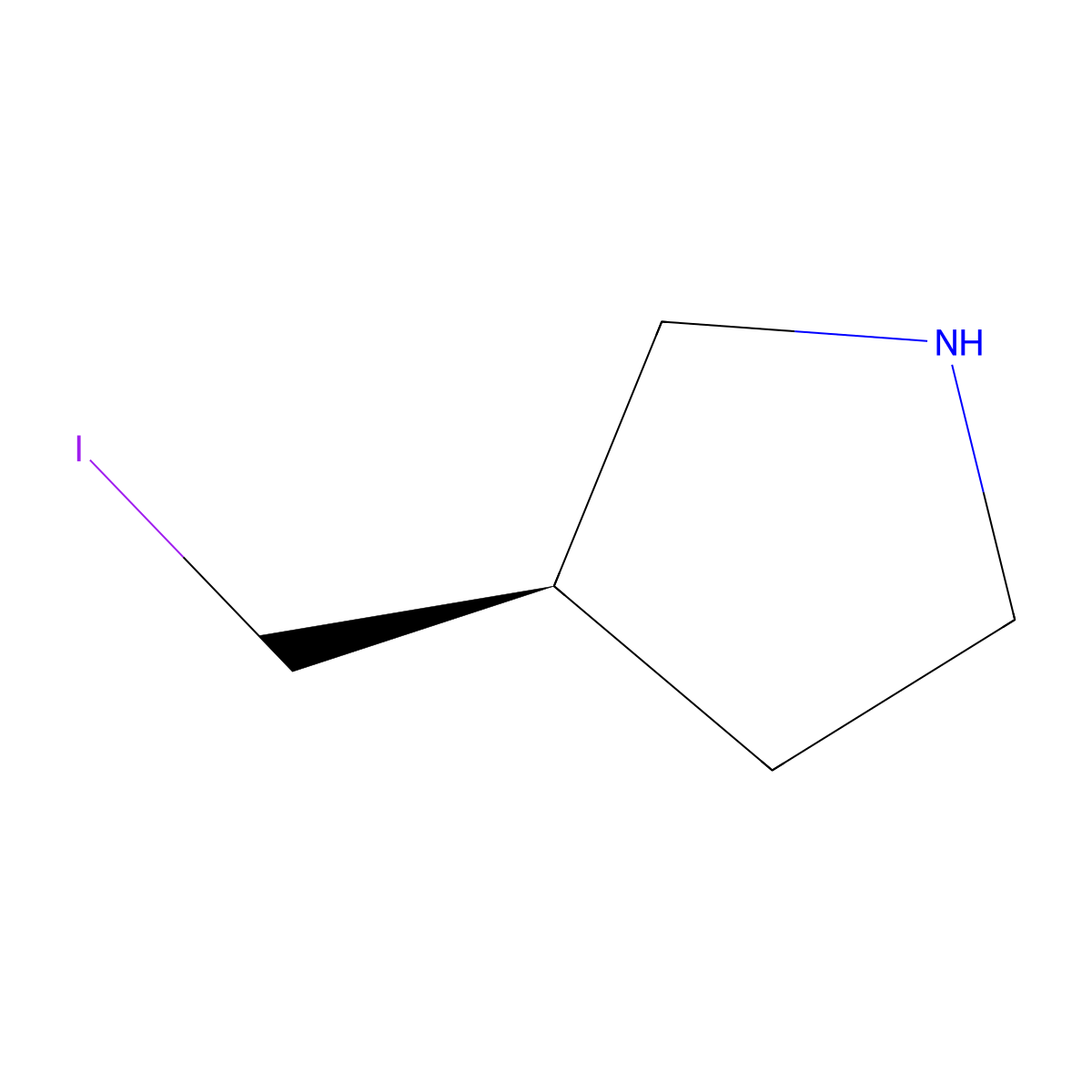 (3R)-3-(iodomethyl)pyrrolidine molecular structure, CAS 2679939-21-8